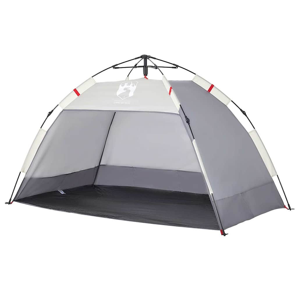 furnicato Strandmuschel Strandzelt Quick-Release 195x101x115 cm Grau, Sonnenschutz-Zelt mit Quick-Release-System und inkl. Tragetasche