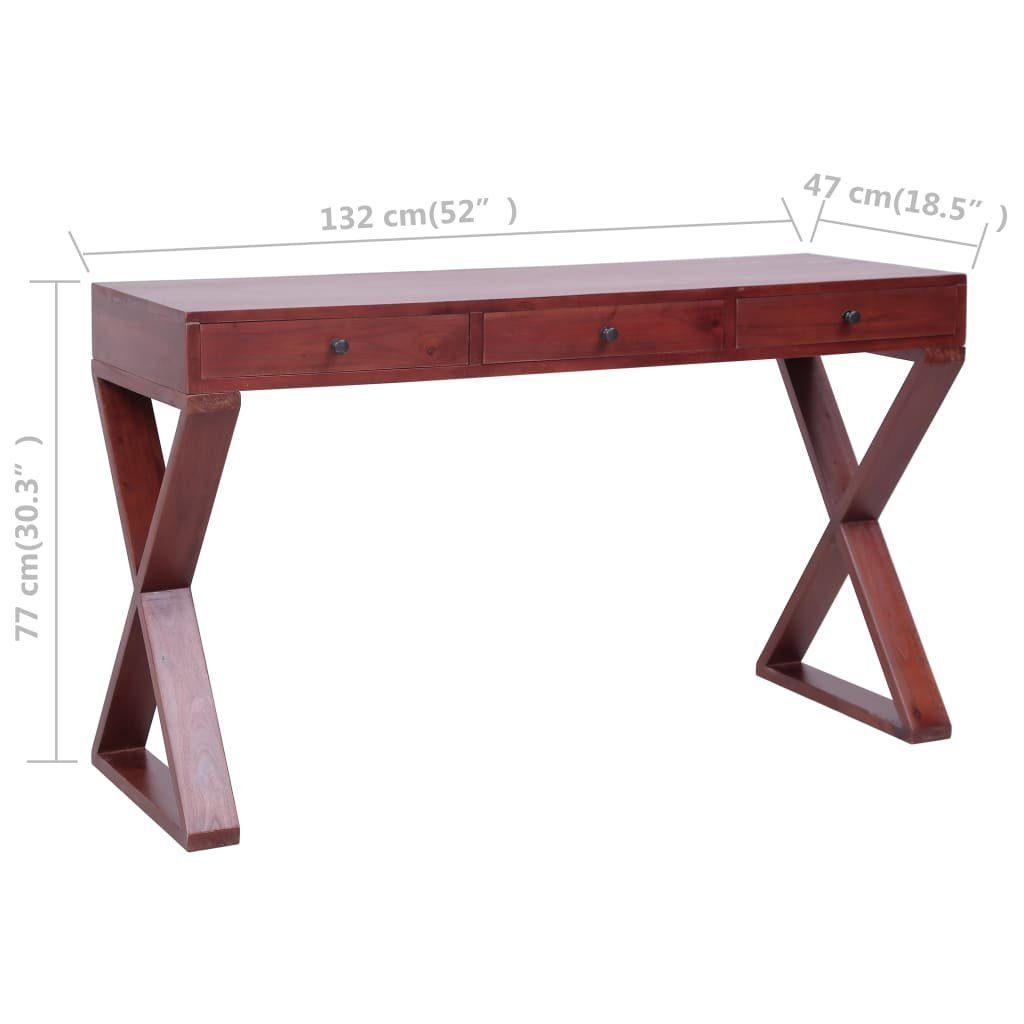 47 77 cm Massivholz x vidaXL Braun x Mahagoni 132 Schreibtisch PC-Tisch