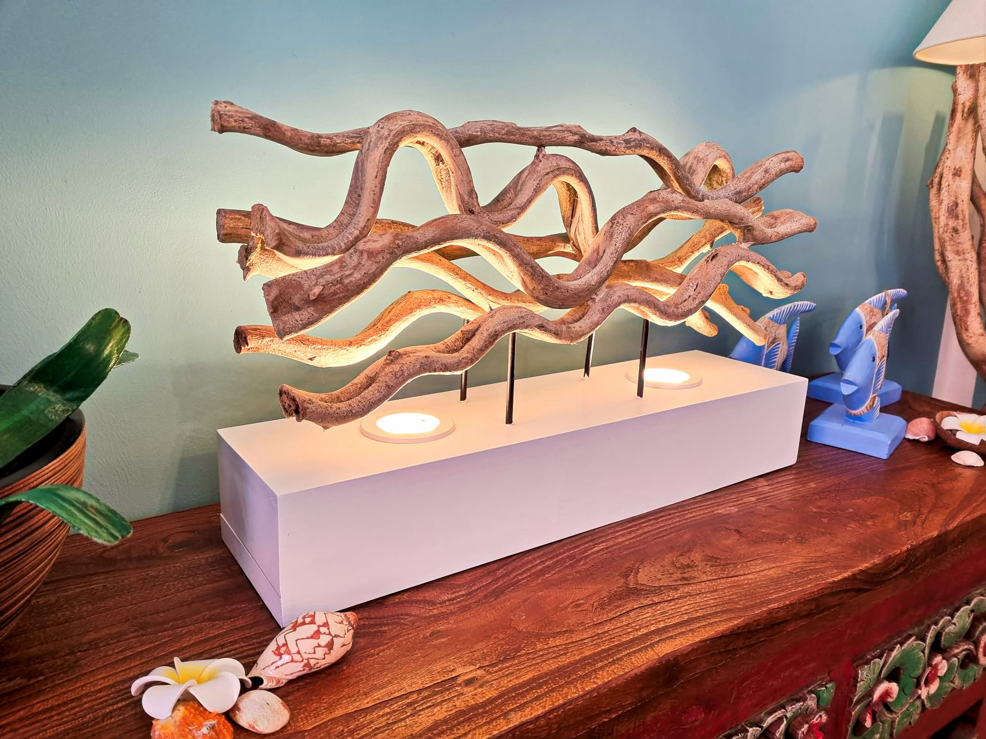 Kinaree LED Tischleuchte Lianen Holz Tischlampe günstig online kaufen