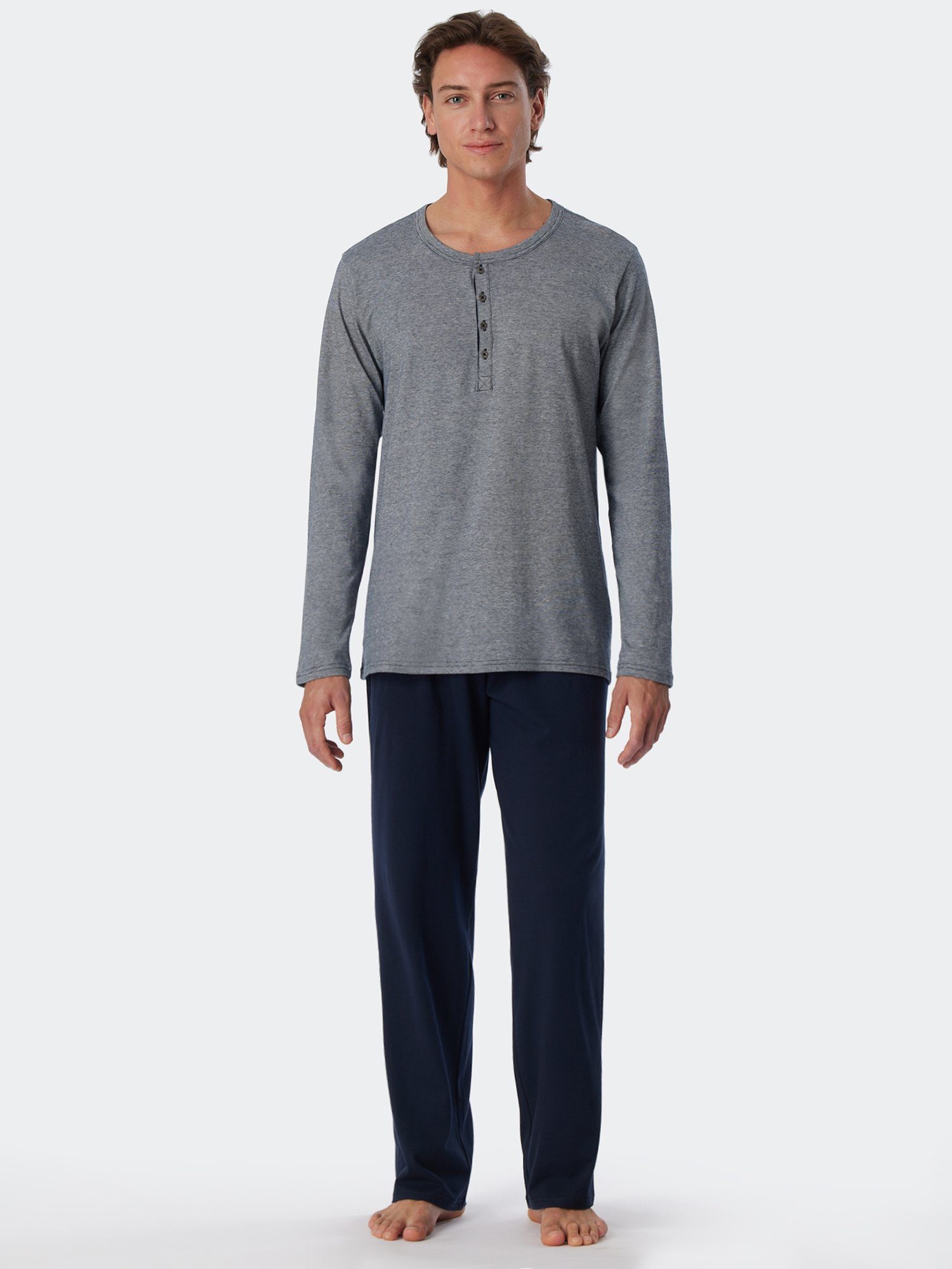 Selected! Schiesser blau Premium Pyjama