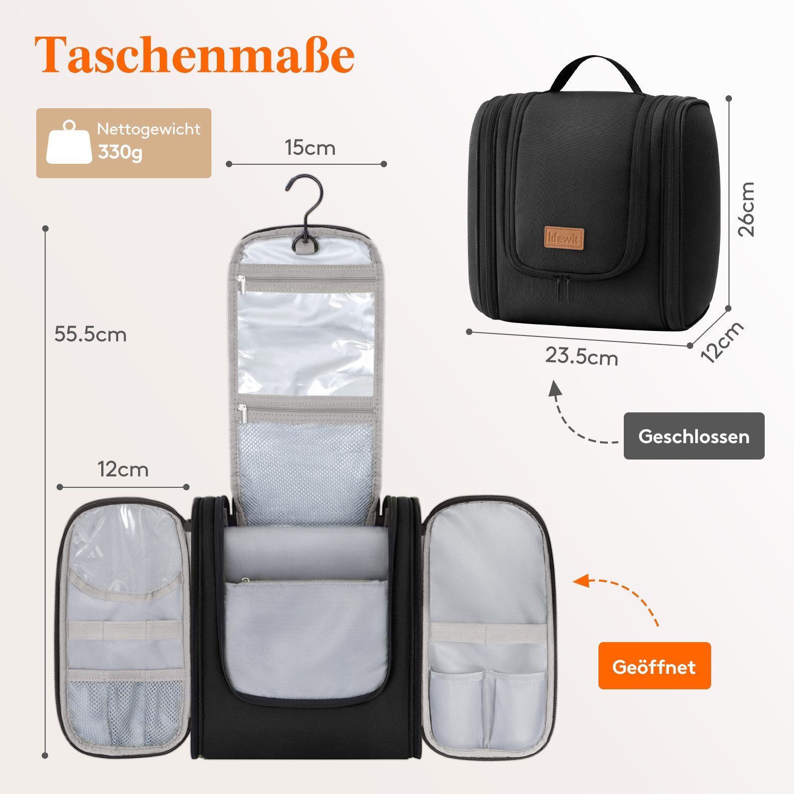 Lifewit Kulturbeutel Große Kulturbeutel, Tragbare Kulturtasche zum Aufhänge günstig online kaufen