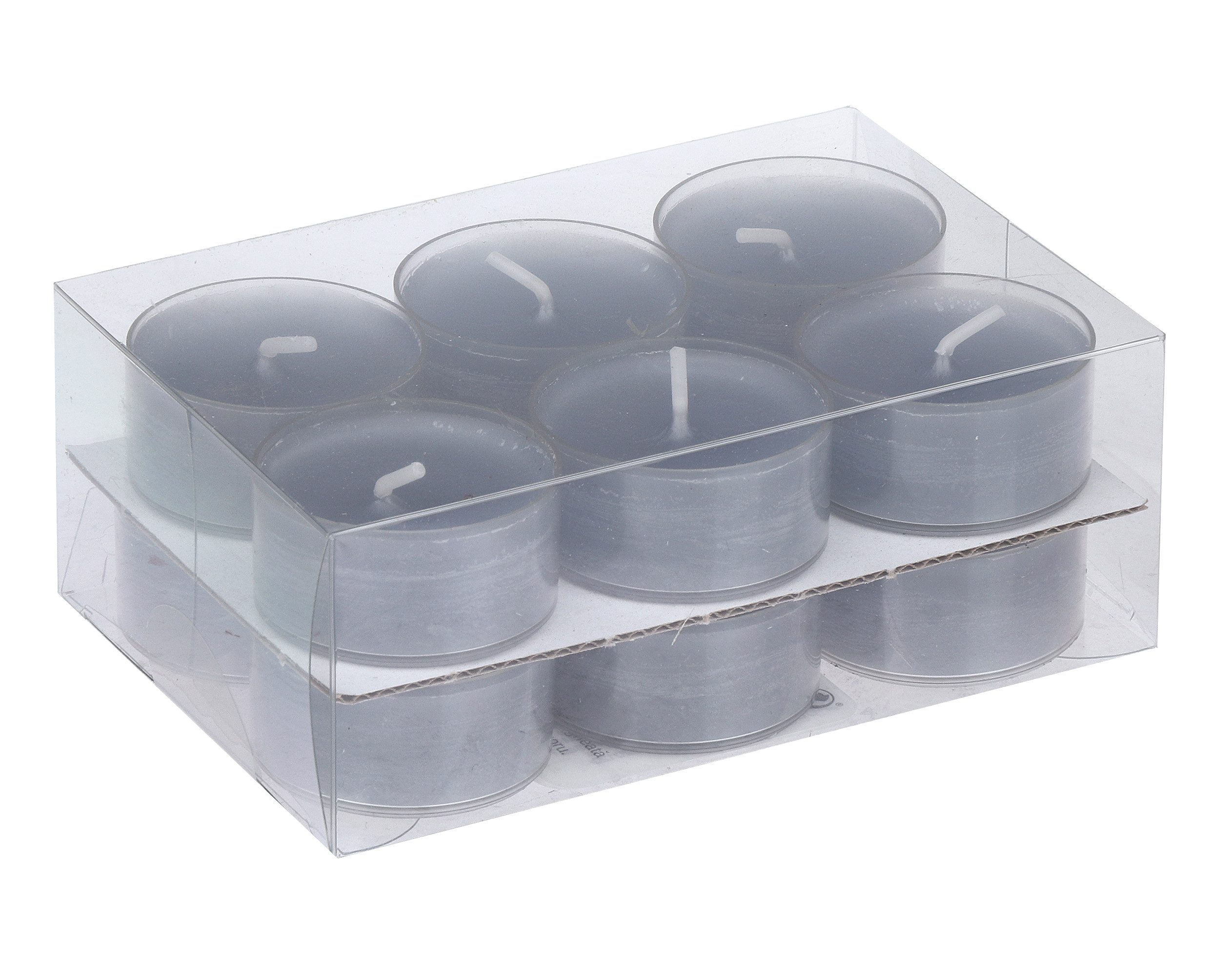 Teelicht Teelichter in Kunststoffhülle Rauchblau 18/38mm, 12er-Pack