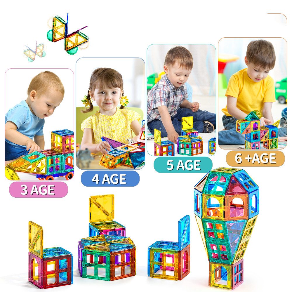 TEMI Magnetische Bausteine, Magnetische Fliesen, Lernspielzeug günstig online kaufen