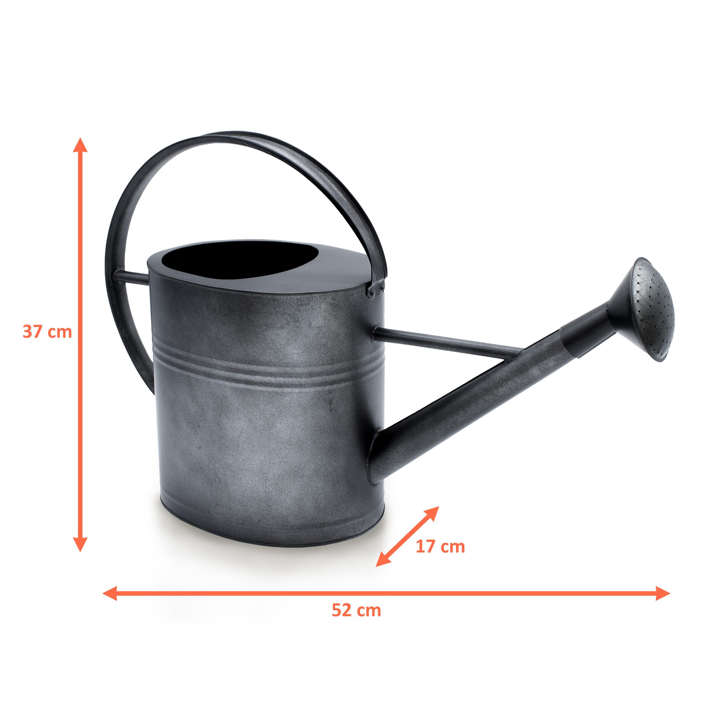 Spetebo Gießkanne Deko Zink Gießkanne anthrazit - 7 L (Stück, 1-tlg., Gießkanne), Metall Kanne mit langem Ausguss