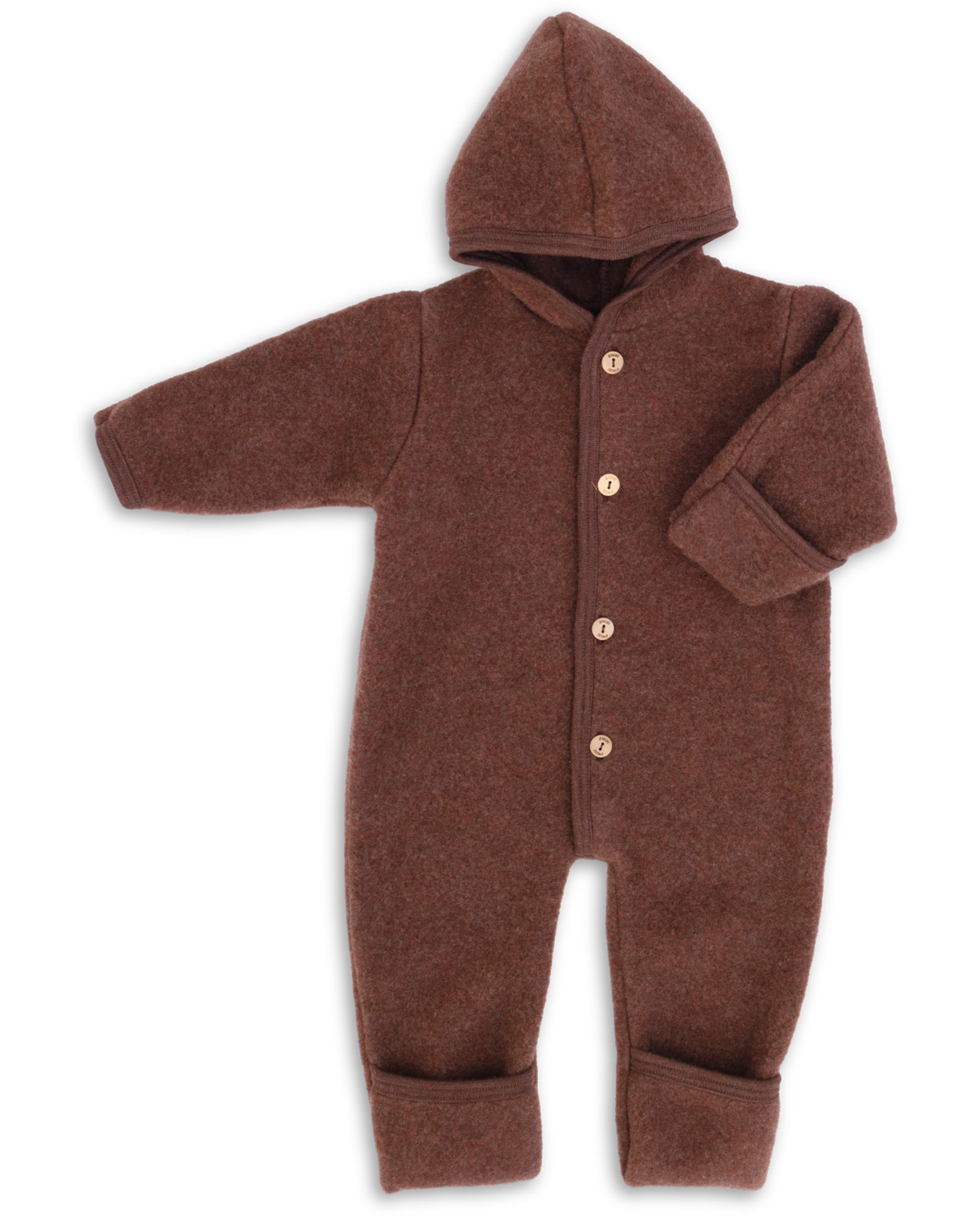 Kinderhaus Blaubaer Schlafoverall Baby-Overall mit Kapuze, Holzknöpfen & Mulltuch Blaubaer