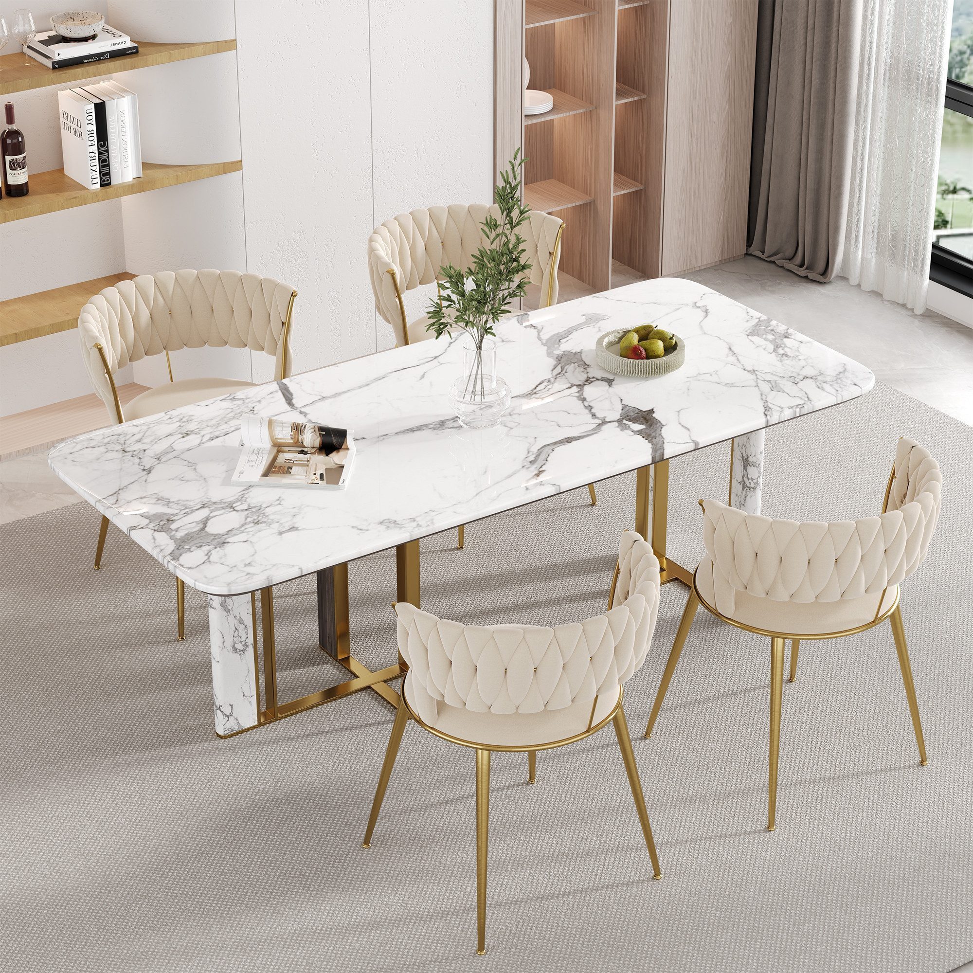 LVHOM Esszimmerstuhl Luxuriöse Samt-Stühle 2er-/4er-/6er-Set mit Rückenlehn günstig online kaufen