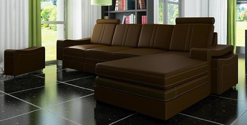 SOFA Ecksofa, WOHNLANDSCHAFT LEDERECKSOFA ECKSOFA NEU LEDERSOFA XXL JVmoebel LEDERCOUCH