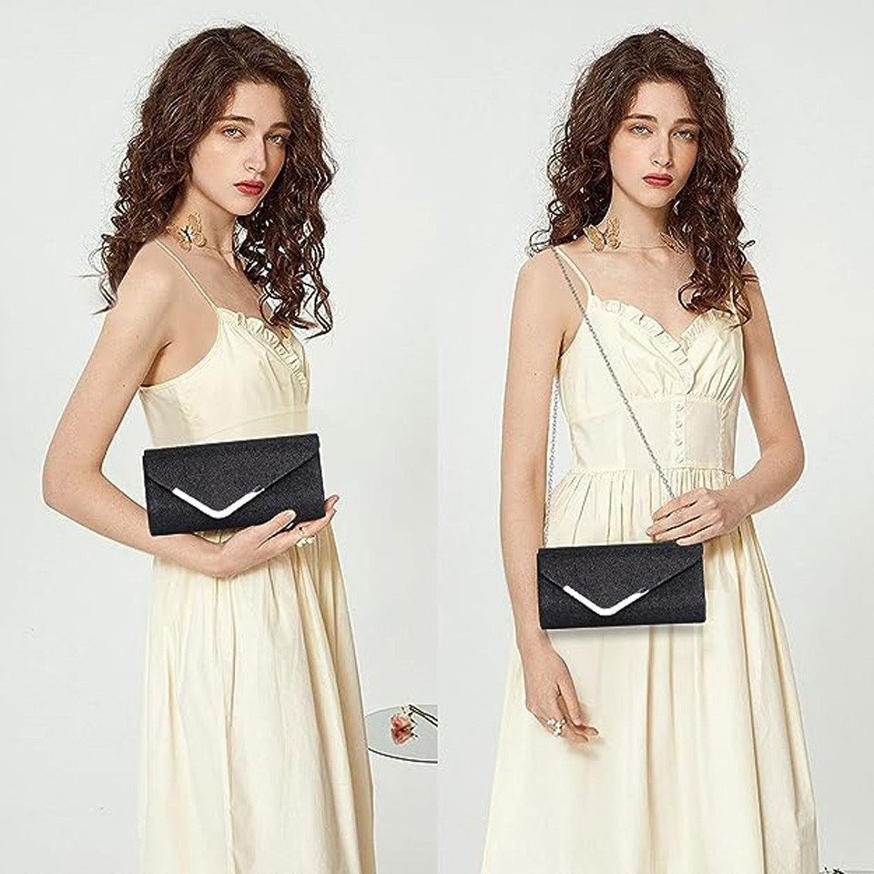 Bextsrack Abendtasche Damen Glitzer Abendtasche Umschlag Clutch Kette Abnehmbar (1-tlg), Einfach und großzügig