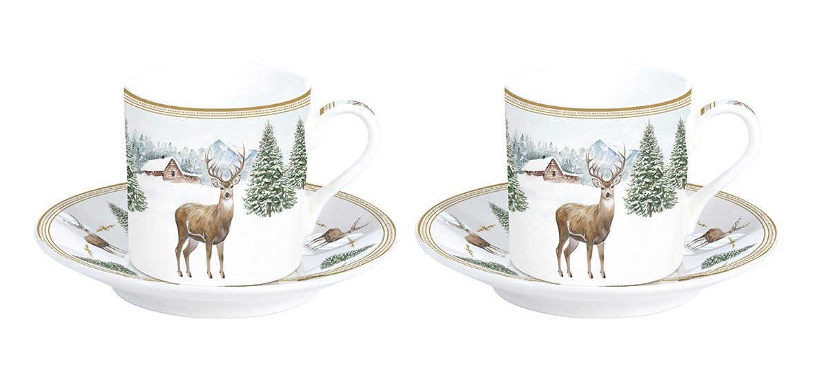EasyLife Espressotasse WHIF0169 - "White Forest", 2er SET in Geschenkverp., 75 ml, 2-tlg.