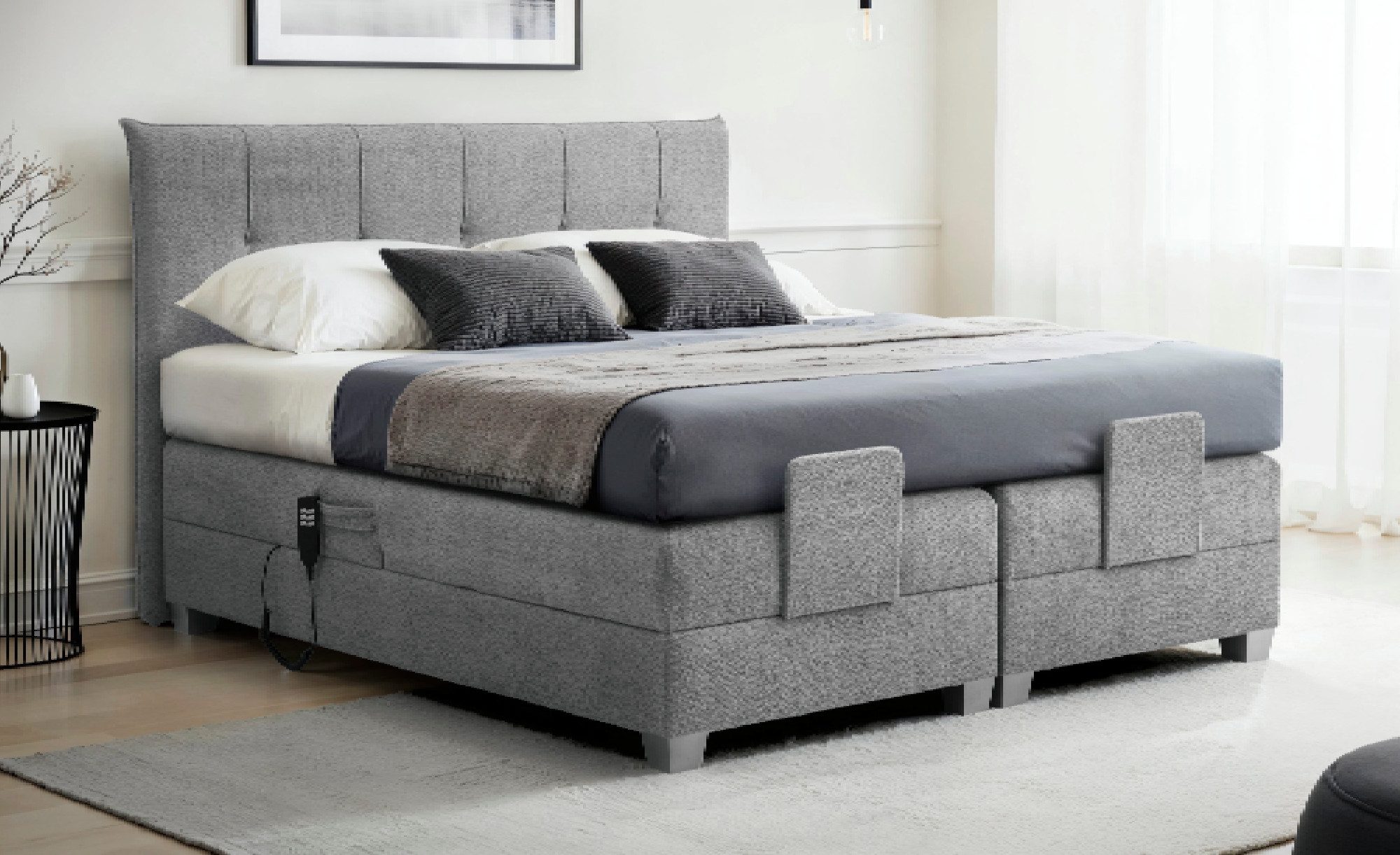 inter Boxspringbett Boxspringbett BERN 180x200 cm mit Motor, Elektrische Kopf- u. Fußteilverstellung