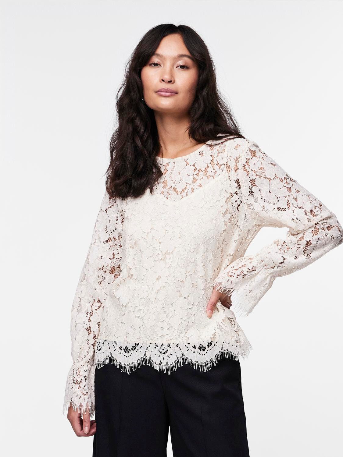 Spitzenbluse YASPERLA LS LACE TOP S. NOOS