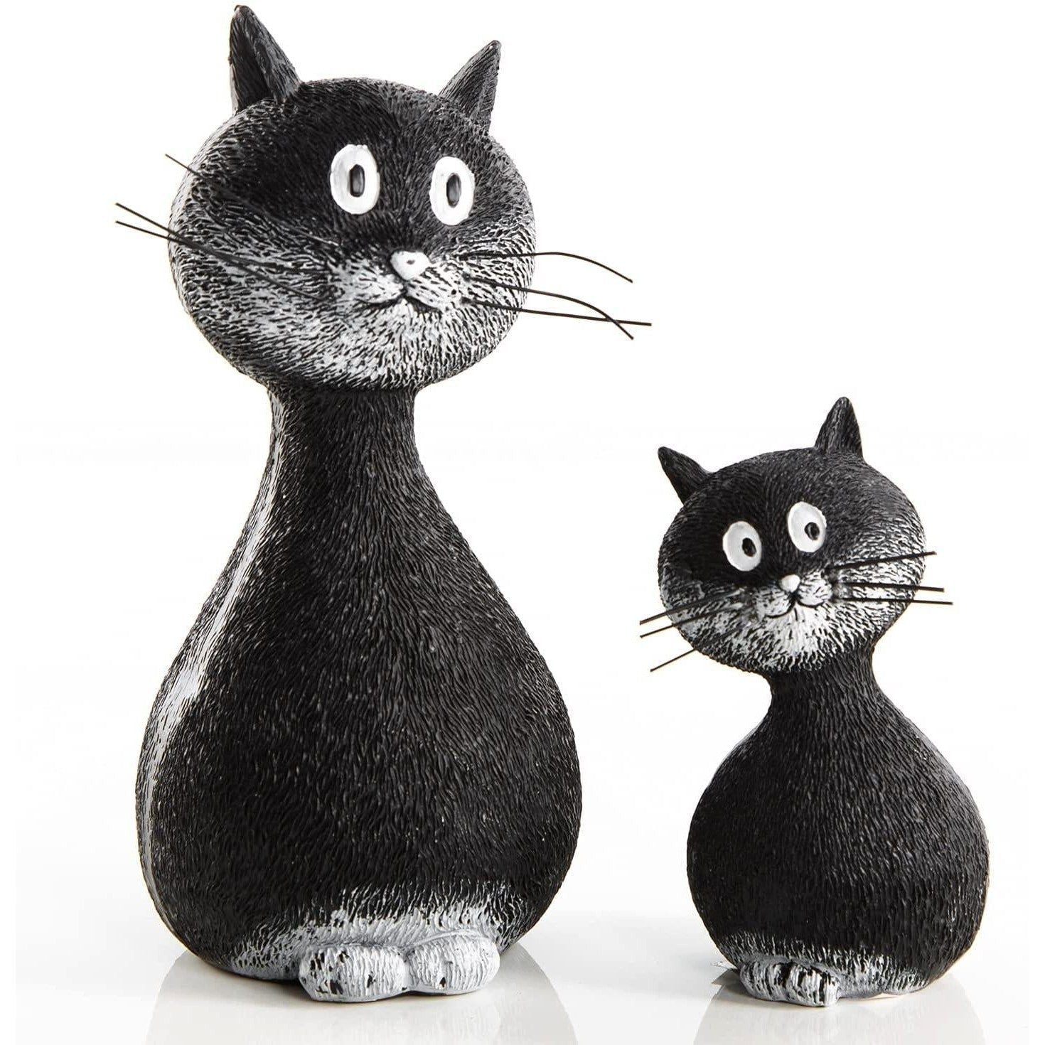 Logbuch-Verlag Dekofigur 2 Katzenfiguren schwarz weiß 15 cm + 9 cm - zum Hinstellen