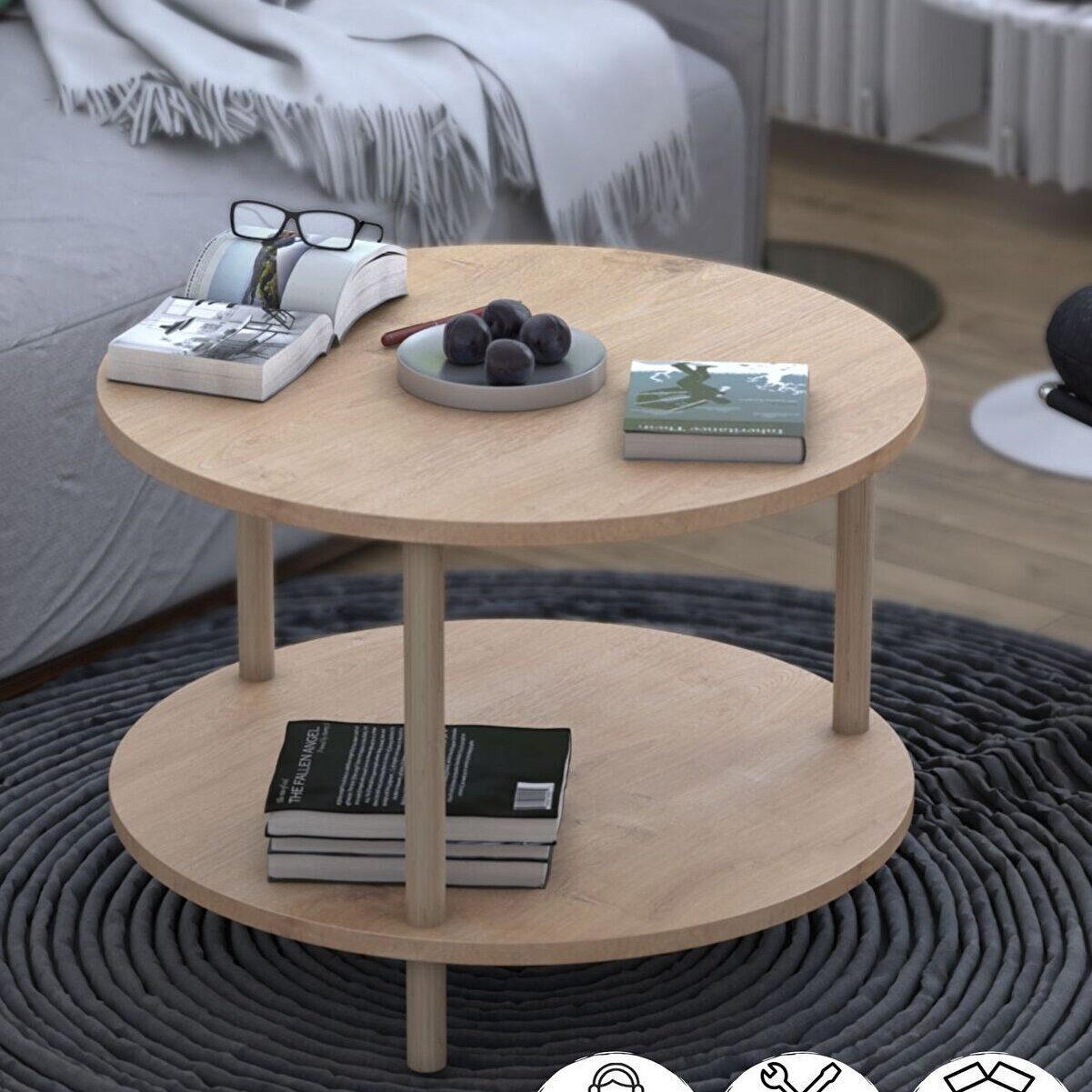 en.casa Couchtisch, 2 Ablagen, skandinavisches Design 91332214