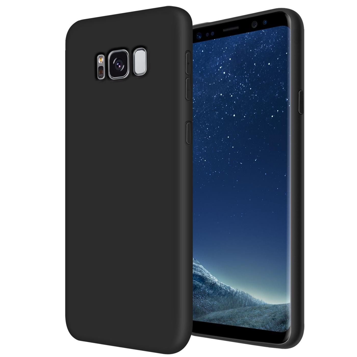 CoolGadget Handyhülle Handy Schutzhülle für Samsung Galaxy S8 matt schwarz 5,8 Zoll, Silikon TPU Hülle Schutz Tasche Cover schlicht Slim Case