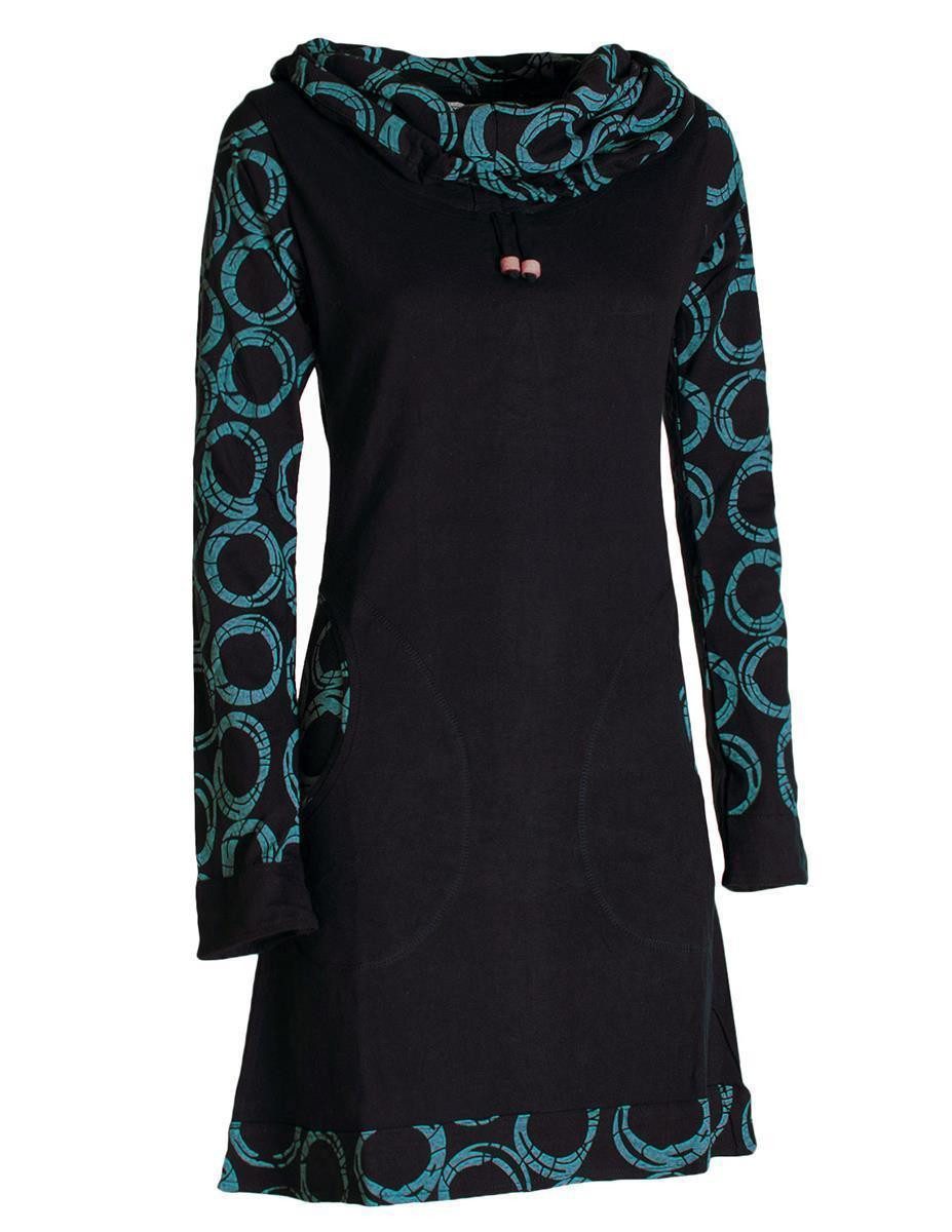 Vishes Jerseykleid Langarm Kleid Schal-Kleid Winterkleider Baumwollkleid Elfen, Goa, Hippie Style – Bild 4 von 5