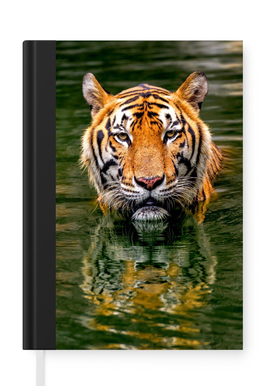 MuchoWow Notizbuch Tiger im Wasser, 98 Merkzettel, A5, Seiten, Tagebuch, Notizheft, Haushaltsbuch Journal
