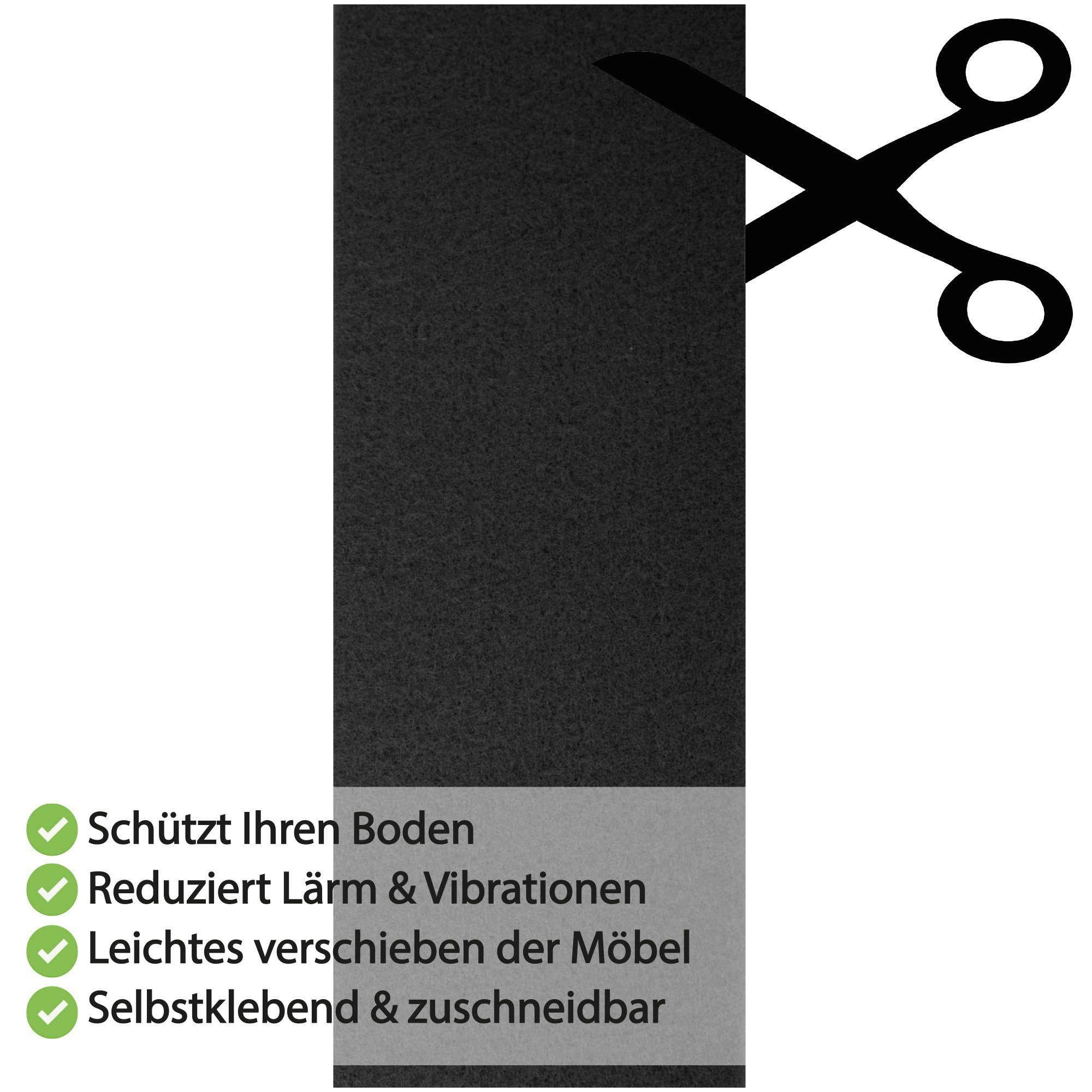 selbstklebende Schwarz Parkettschoner, FGZ-04879, 0,4 und x 9 Möbel- Möbelfuß (1-St), Bodengleiter 25 cm und Bodenschutz zuschneidbare x Bestlivings