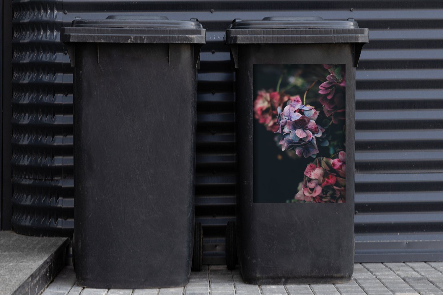 Blumen Abfalbehälter Mülltonne, St), - (1 Licht Makro Wandsticker Container, Sticker, MuchoWow Mülleimer-aufkleber, -