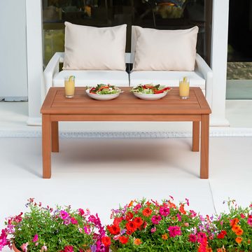 Spetebo Gartentisch Beistelltisch LANSING aus Eukalyptus Holz - 90 x 44 cm (Packung, 1-St., 1 tlg), Gartentisch aus FSC Massivholz geölt