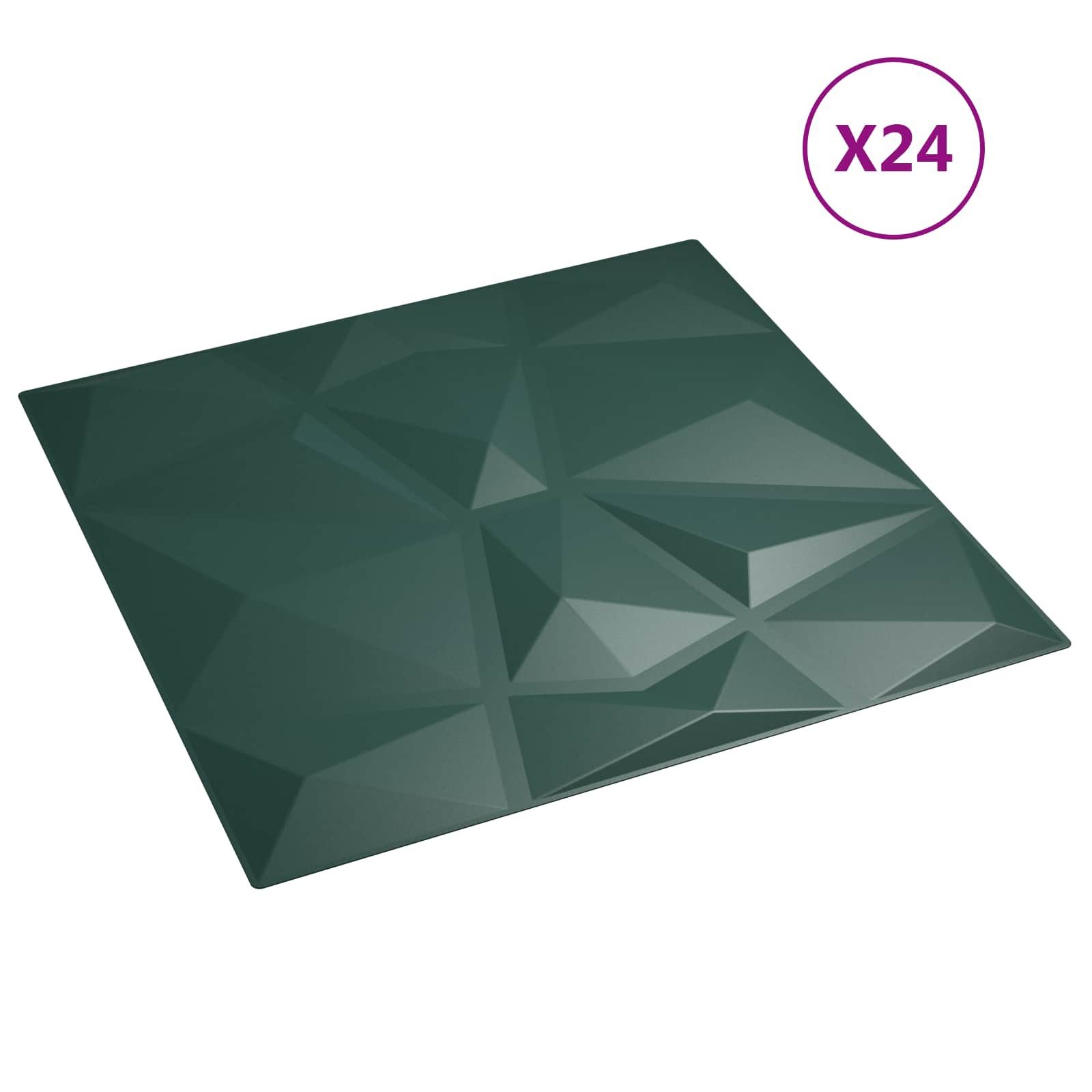 furnicato Wandpaneel Wandpaneele 50 x 50 cm Grün, Zuschneidbare 3D-Wandverkleidung für Wohnzimmer und Schlafzimmer