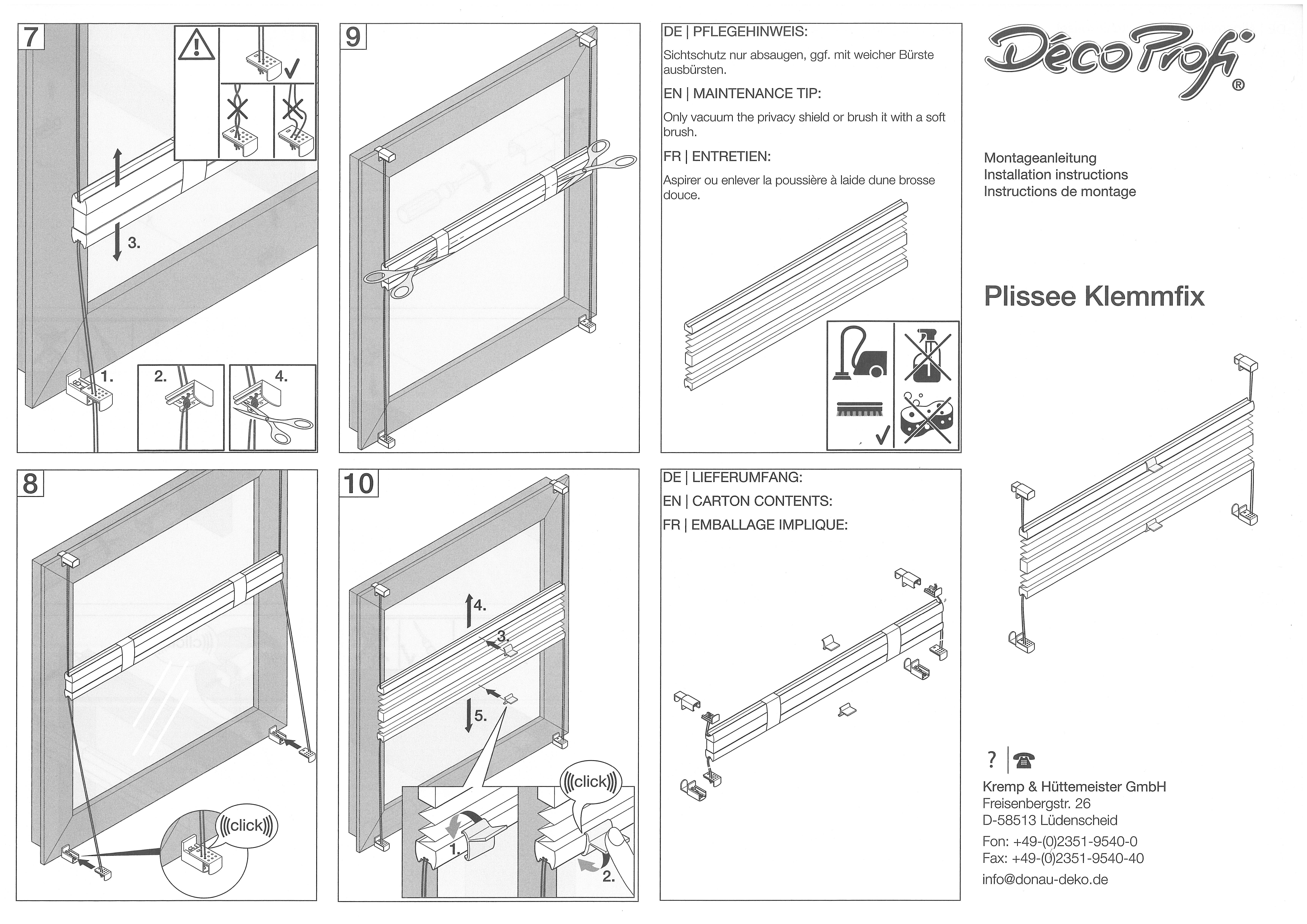 DécoProfi Plissee Plissee Klemmfix ohne Bohren, blickdicht, ohne Bohren, verspannt, Klemmfix, Stufenlos verstellbar – Bild 5 von 5