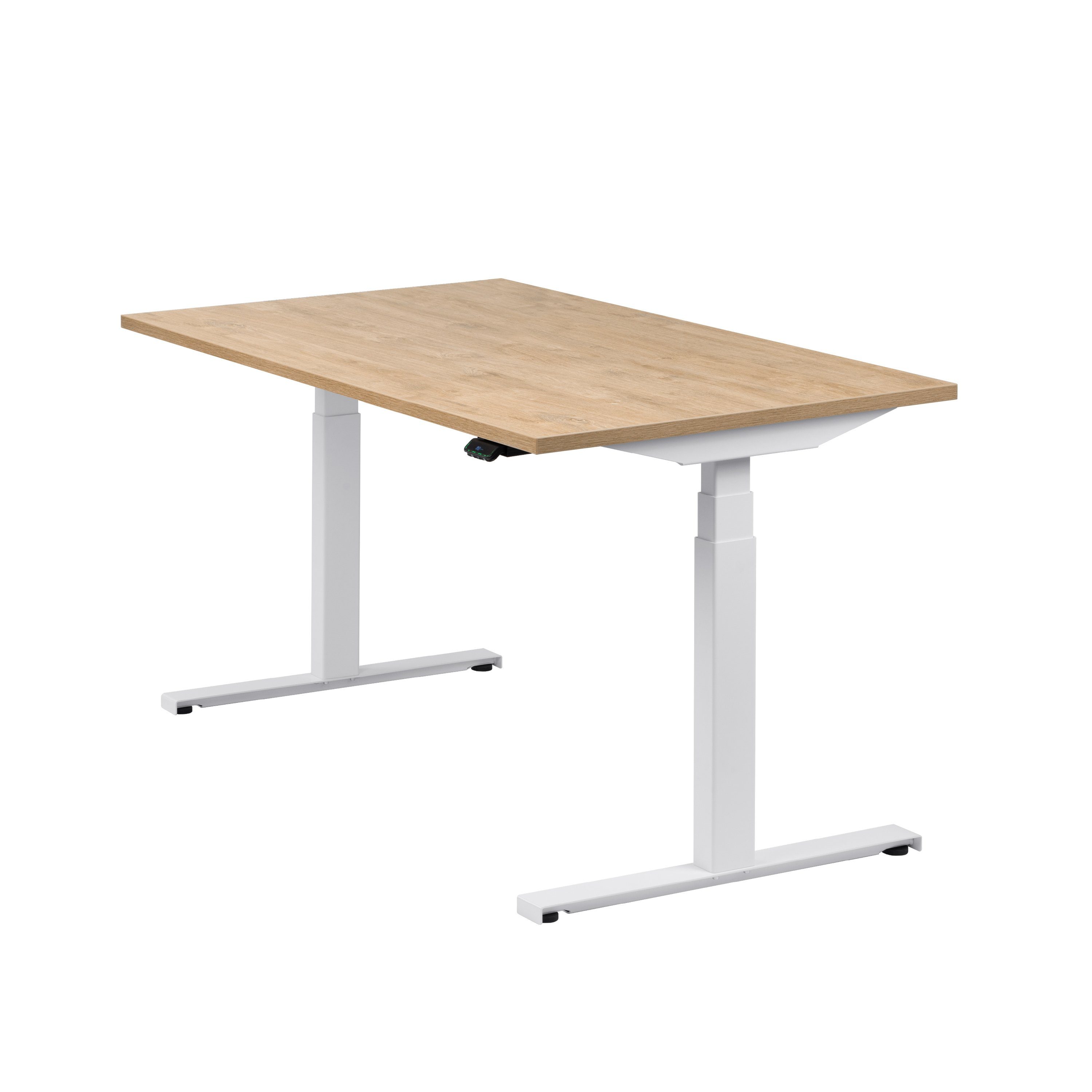 boho office® Schreibtisch Easydesk, Weiß elektrisch höhenverstellbar Tischplatte Wildeiche 140 x 80 cm Weiß | Wildeiche