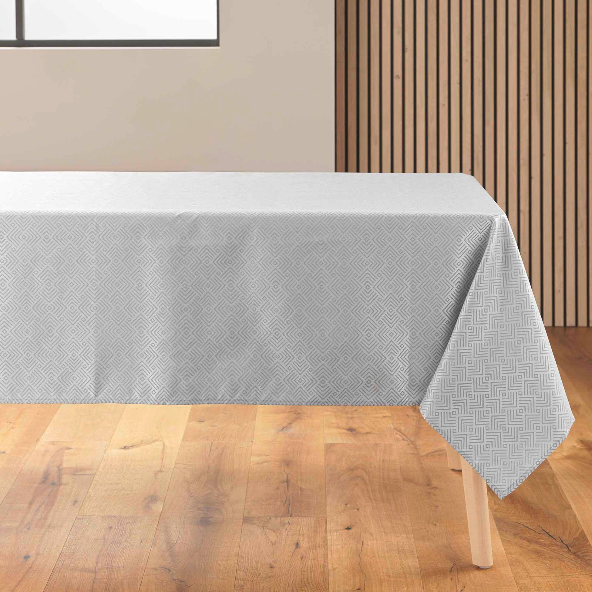 Douceur d'intérieur Tischdecke Tischdecke Jacquard mit metallischen Muster, AZULINE, 140 x 250 cm (Tischdecken 1-tlg)