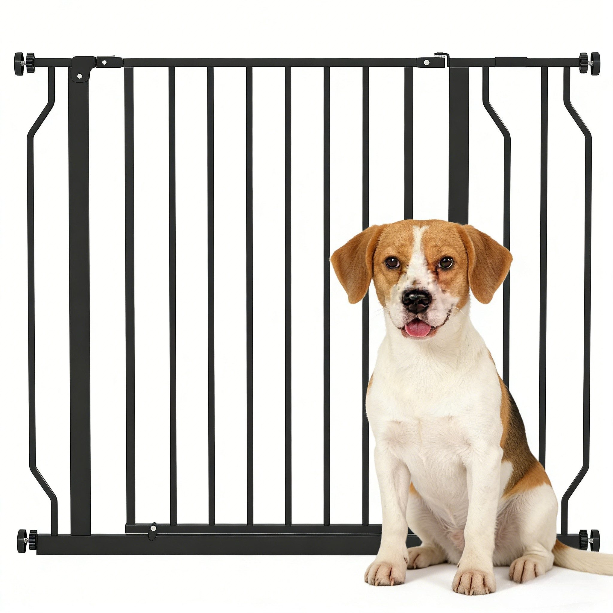 BlingBin Türschutzgitter Treppenschutzgitter mit 10 cm Verlängerung Türgitter ohne Bohren (1er Set, 1 St., 95cm x 3cm x 76cm), Treppengitter für Breiten 75-95 cm Beidseitig Schwenkbar