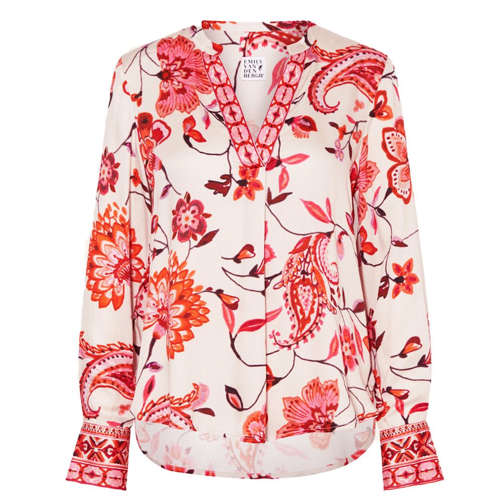Shirtbluse red sand flower
