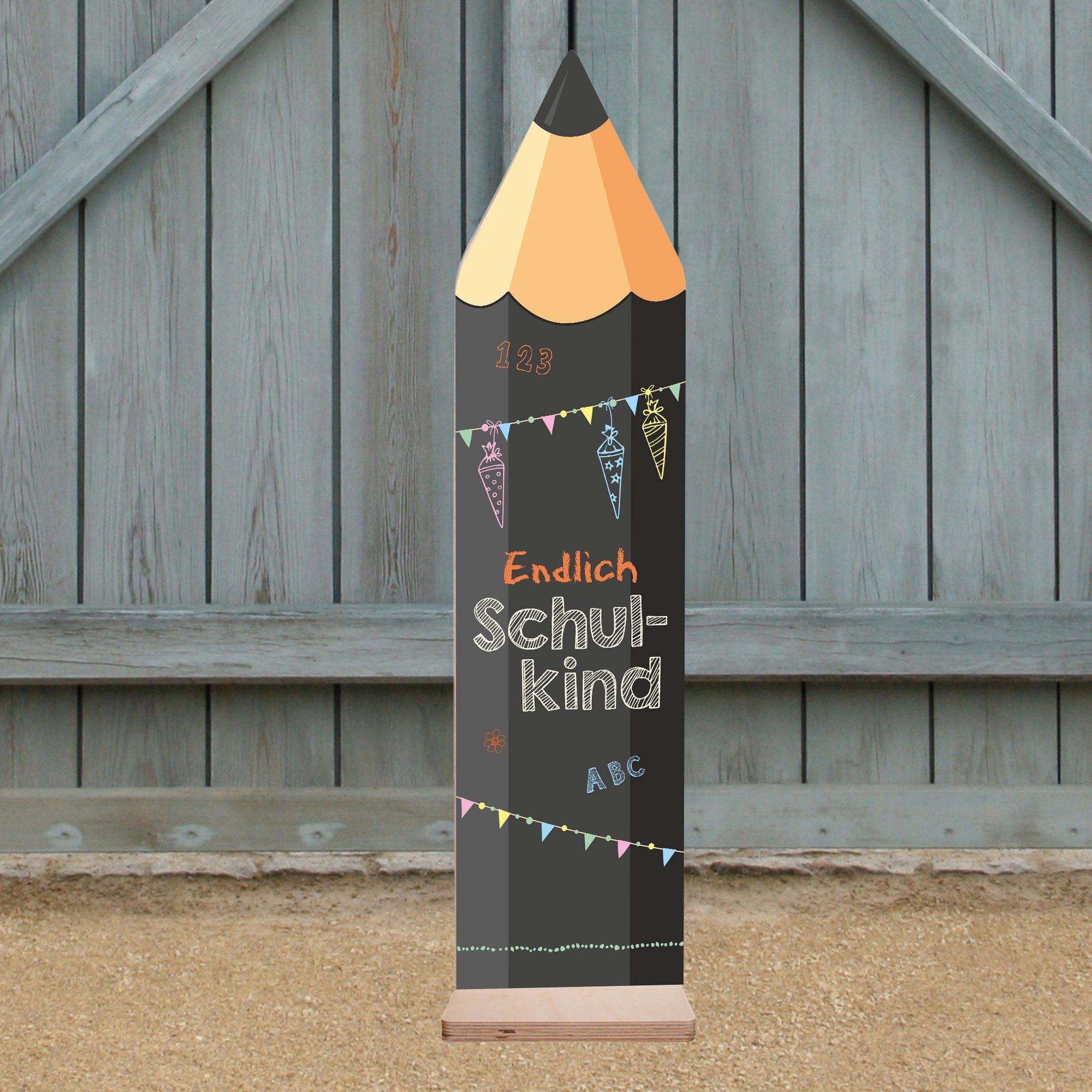 Striefchen Dekofigur Aufsteller zur Einschulung - Holz Schild für den Schulanfang (80 cm) – Bild 4 von 4