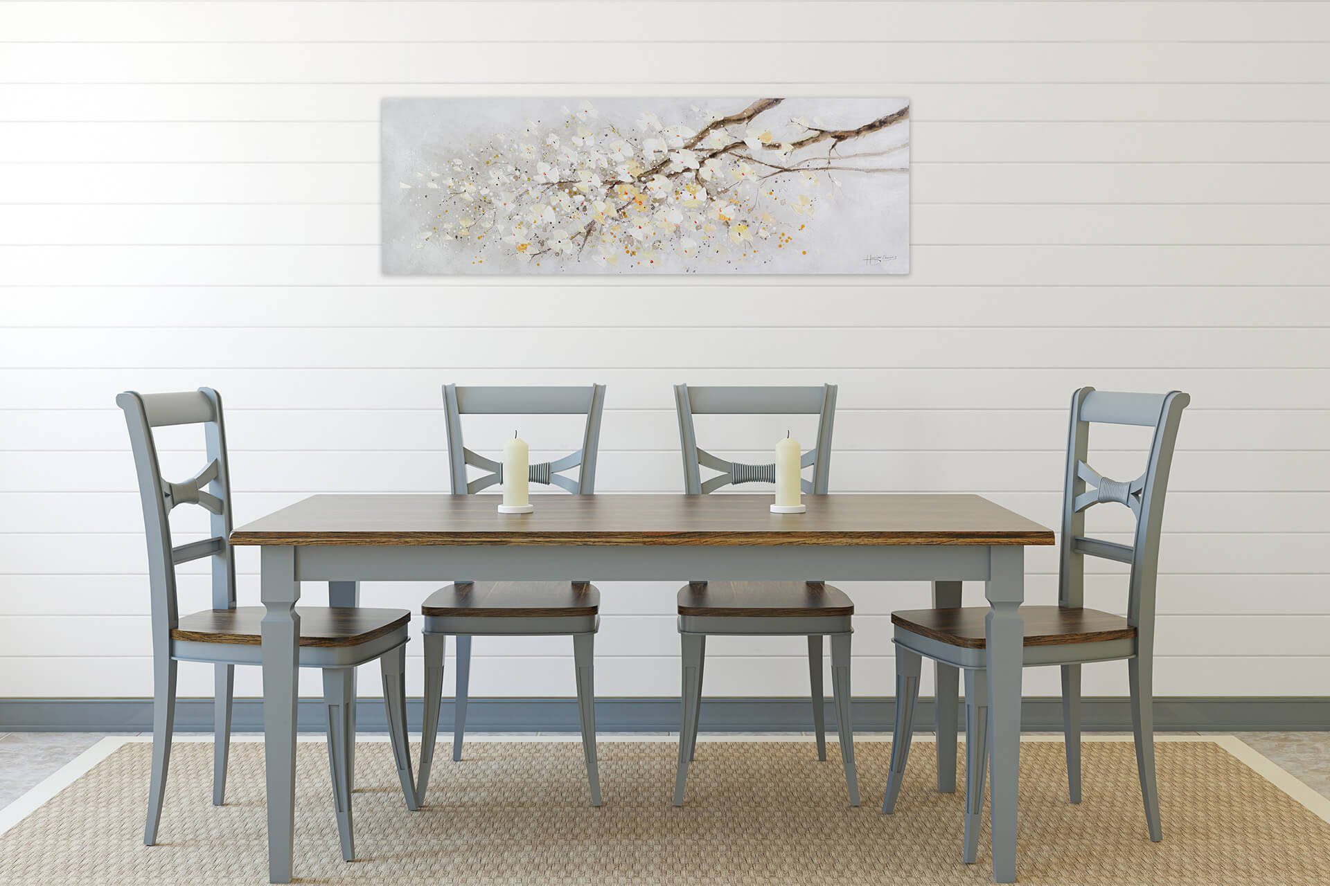 KUNSTLOFT Gemälde Zwischen verzweigten Ästen 150x50 cm, Leinwandbild 100% HANDGEMALT Wandbild Wohnzimmer