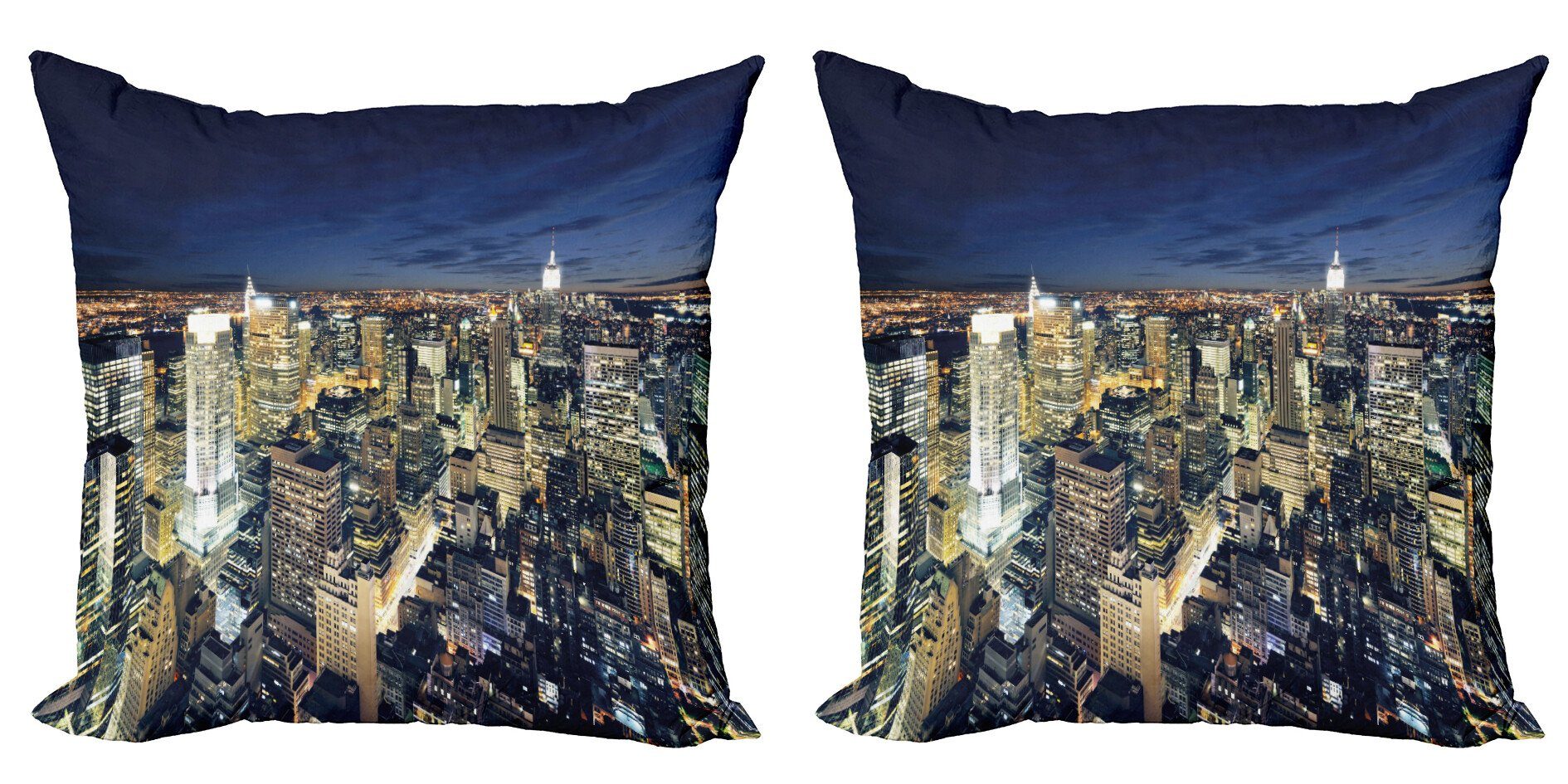 Städtisch Kissenbezüge Accent Stadtbild Digitaldruck, (2 Modern Modernes Abakuhaus Stück), Doppelseitiger nachts