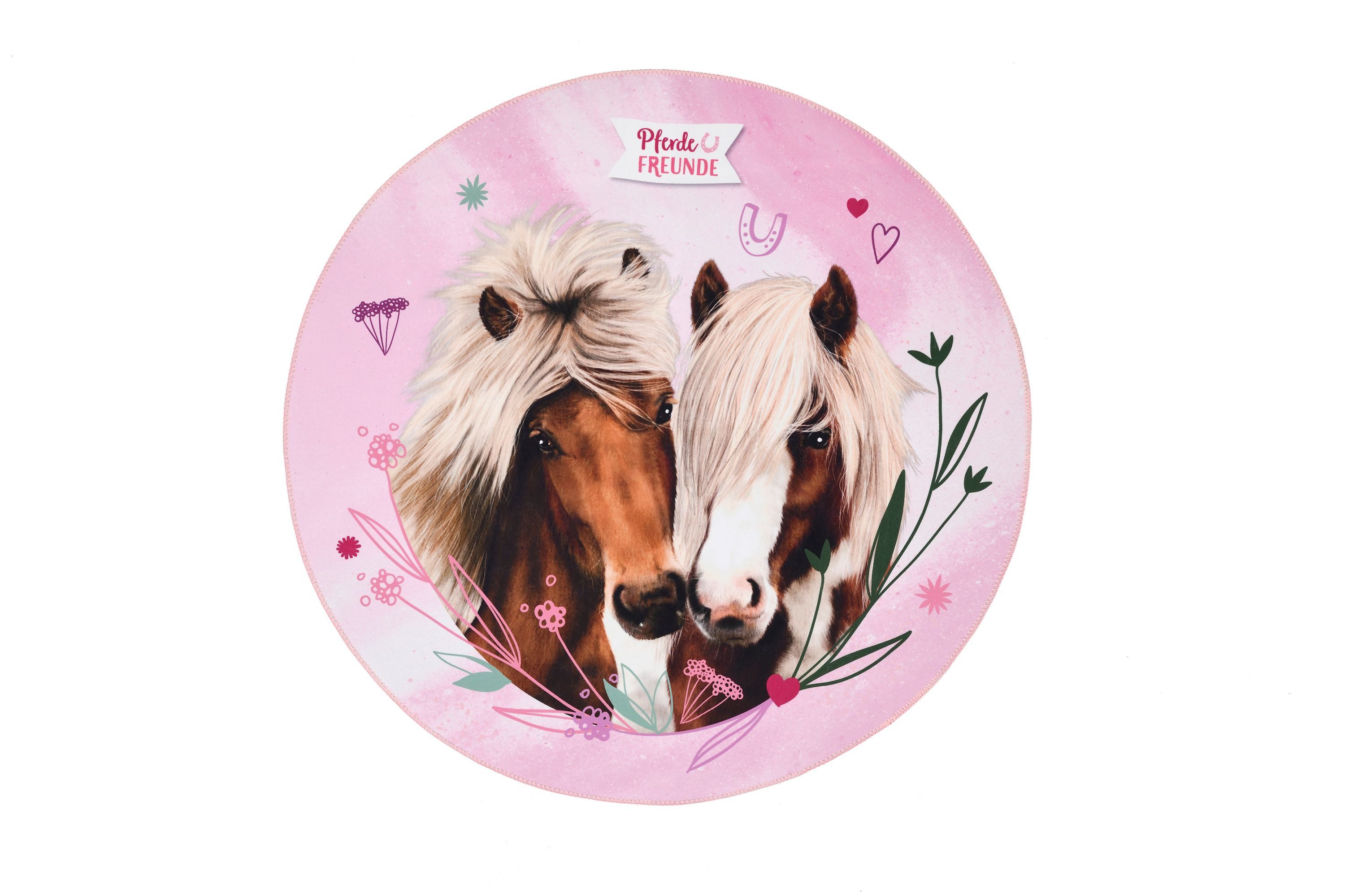 Pferdefreunde Kinderteppich Pferdefreunde rosa rund, Höhe: 6 mm