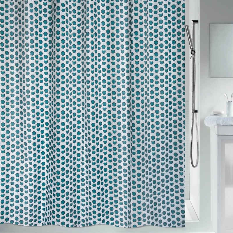 spirella Duschvorhang DEEP FOREST Breite 180 cm, Premium Textil-Duschvorhang, 100% Polyester, wasserabweisend, Anti-Schimmel-Effekt, waschbar 40°, trendiges Design, Farbe blau-grün, Größe 180 x 200 cm