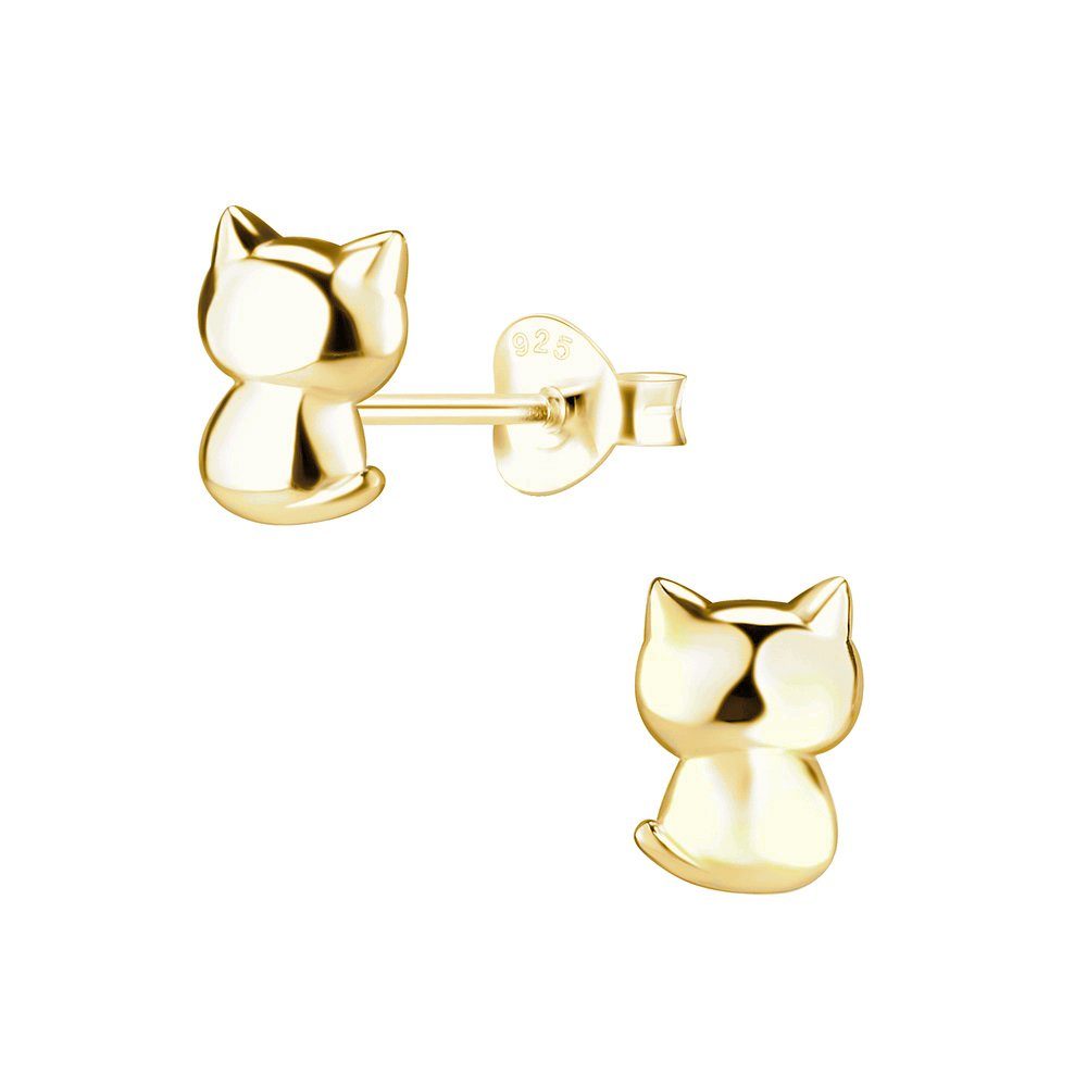 ALEXANDER YORK Paar Ohrstecker KATZE 3d in Gold, 2-tlg. (Ohrstecker), 925 Sterling Silber