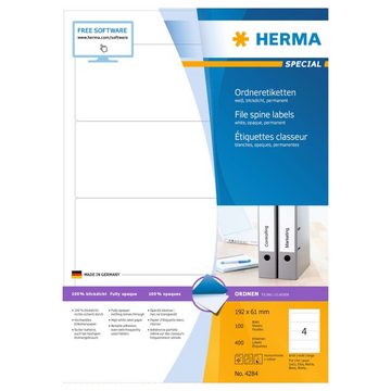 HERMA Etikett Ordner-Etiketten LAF Permanent A4 192x61 mm 100 Blätter Weiß