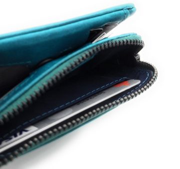 JOCKEY CLUB Mini Geldbörse echt Leder Portemonnaie mit RFID Schutz, gewachstes Rindleder, kompaktes Format, vintage, petrol
