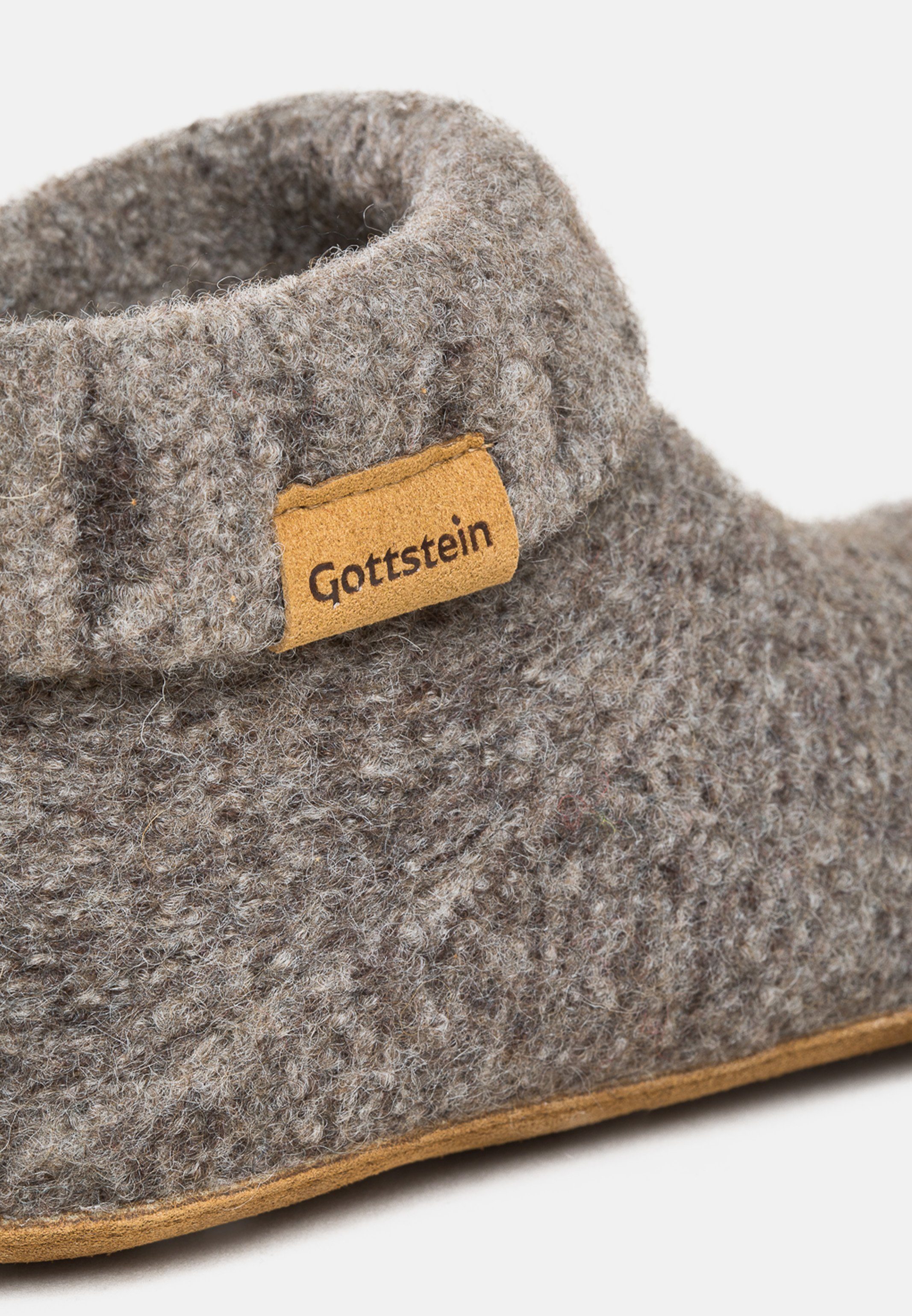Gottstein Sohle aus Rindsleder - 100% Hüttenschuh Braun Knit Boot Aus Schurwolle, Hüttenschuhe