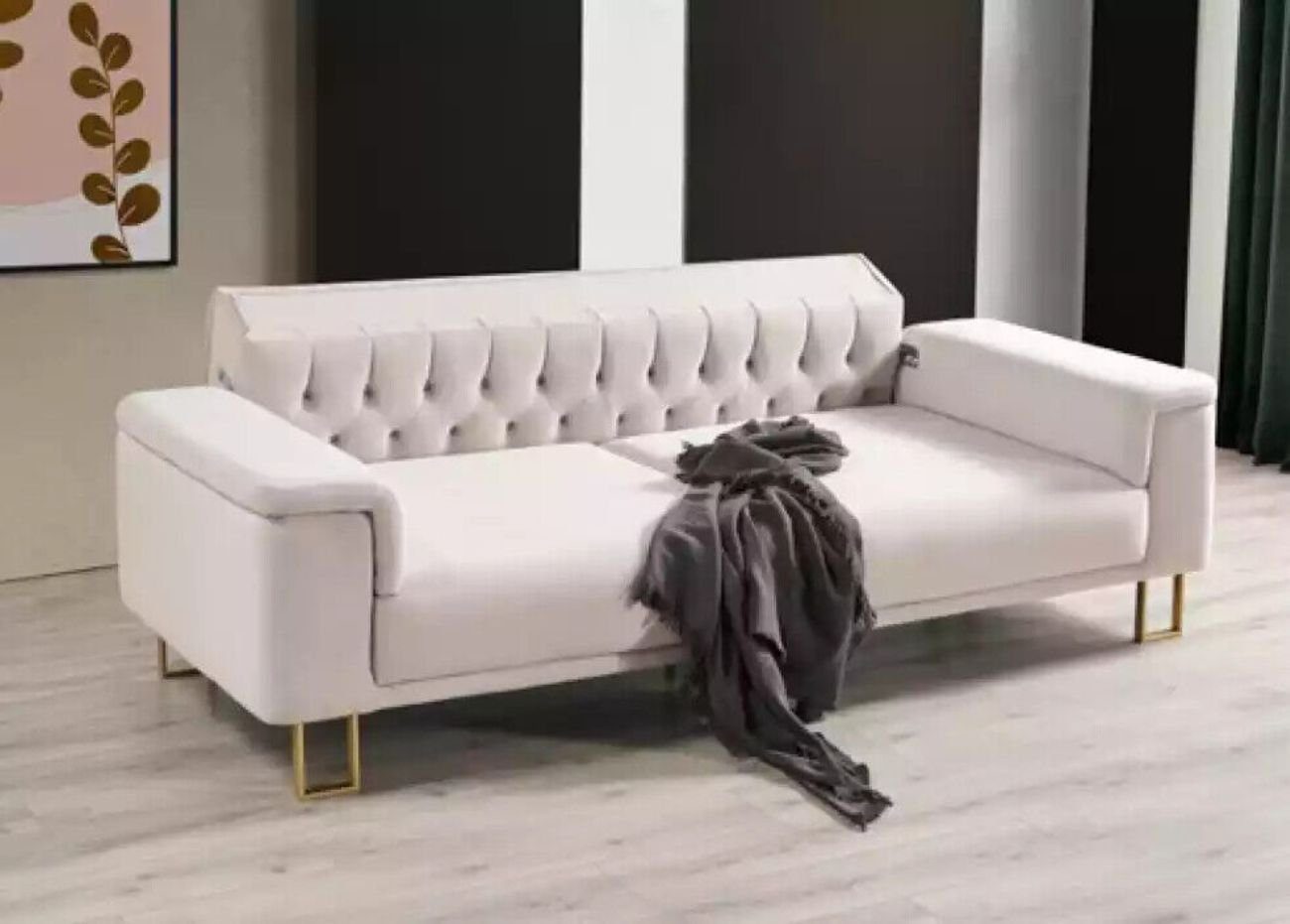 JVmoebel 3-Sitzer Sofa 3 Sitzer Weiß Elegantes Modern Luxus Design Holz Möbel Stoff, 1 Teile, Made in Italy