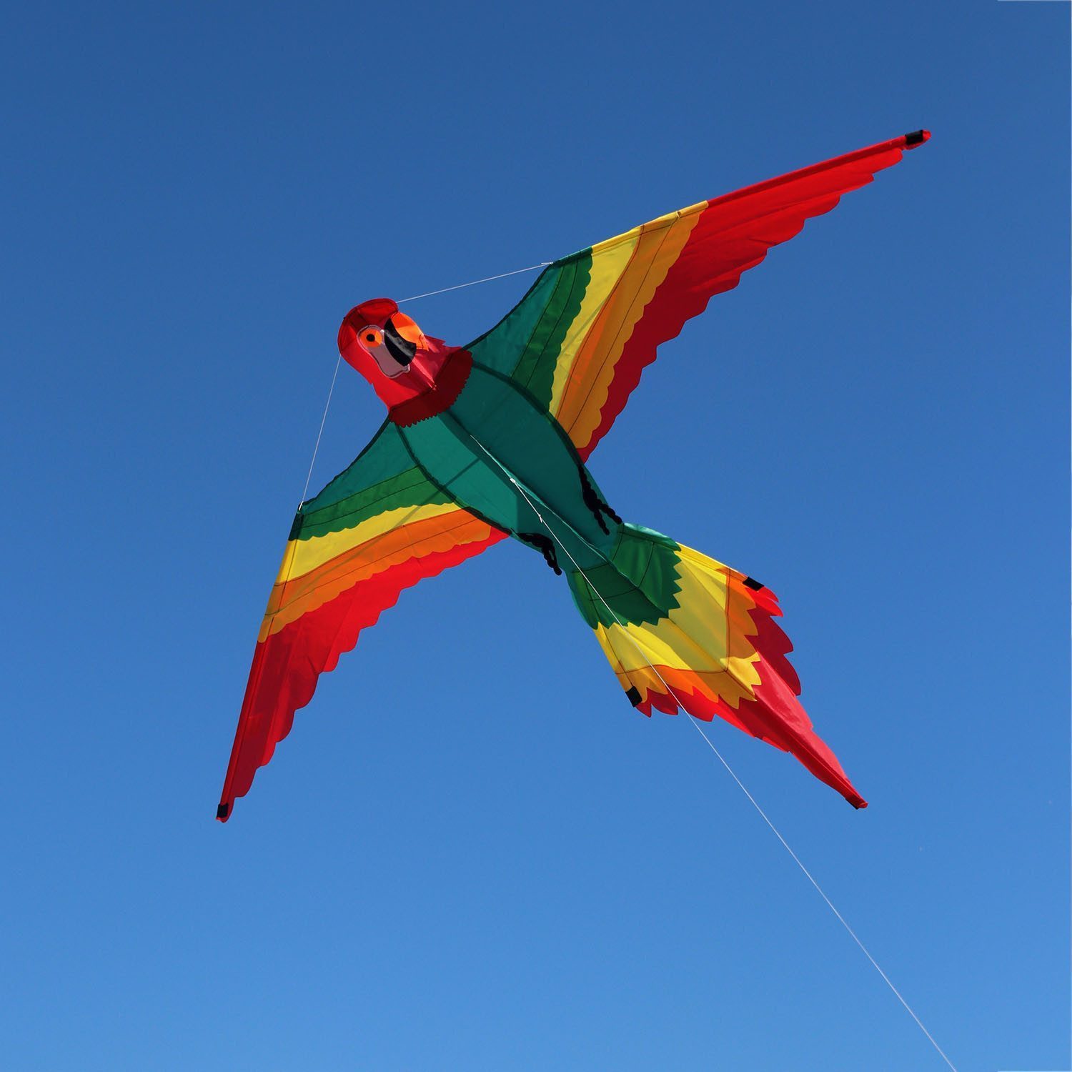 Wolkenstürmer Flug-Drache Kinderdrachen Pablo Papagei ab 3 Jahre - 160 cm, (Papagei Drachen für Kinder - Outdoor Spielzeug ab 3 Jahren, 1-tlg), Kite for Children mit Ara Motiv - Ready to Fly Einleiner