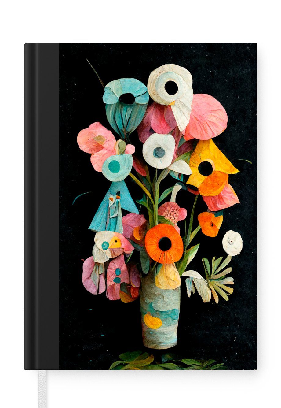 MuchoWow Notizbuch Blumenstrauß - A5, Seiten, Blumen Merkzettel, Notizheft, Tagebuch, Haushaltsbuch 98 Vase Journal, - Farben, 