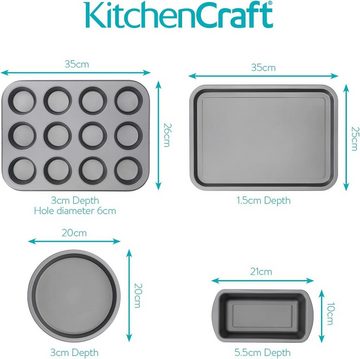 Kitchencraft Backform Backformen-Set 4-tlg Backblech beschichtet KitchenCraft KCBAKESET4PC