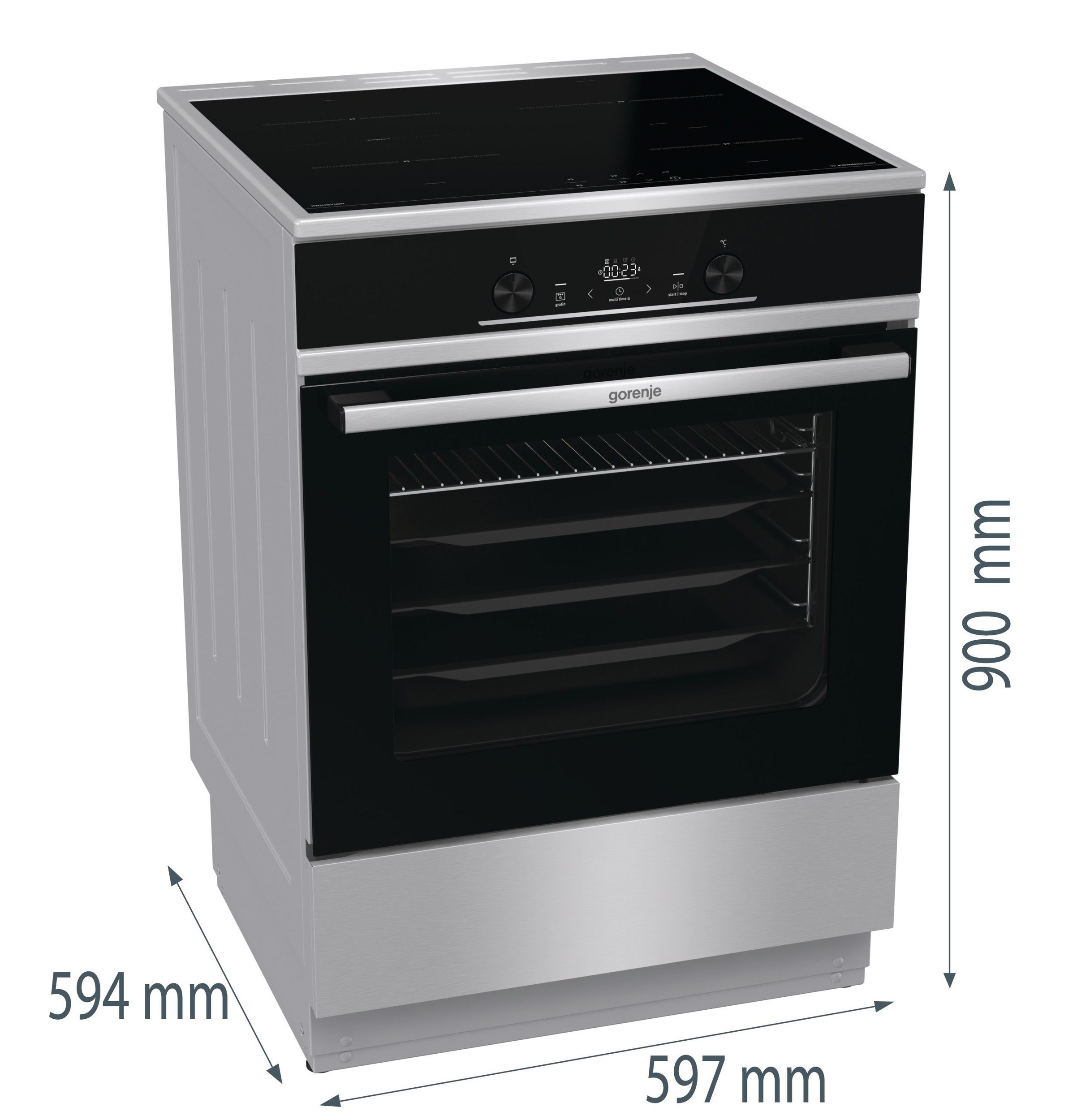 GORENJE Induktions-Standherd GEIT6E81XPG, Pyrolyse-Selbstreinigung, Induktions-Kochfeld