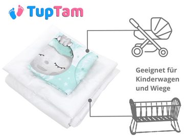 Babybettwäsche Baby Wiegenset 4-teilig Bettwäsche-Set: Bettdecke Bezug Kopfkissen, TupTam