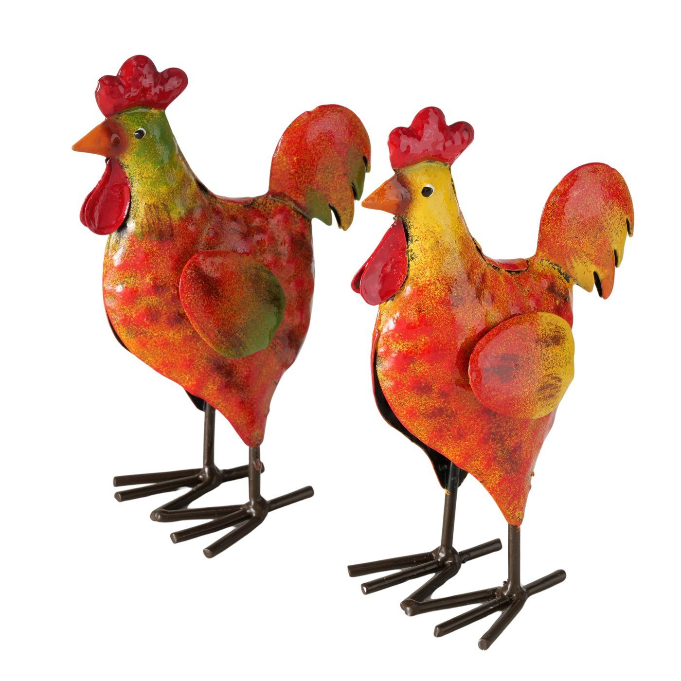 MF Tierfigur Deko Hühner aus Metall Handgefertigt Bunt 2er Set (2 St)
