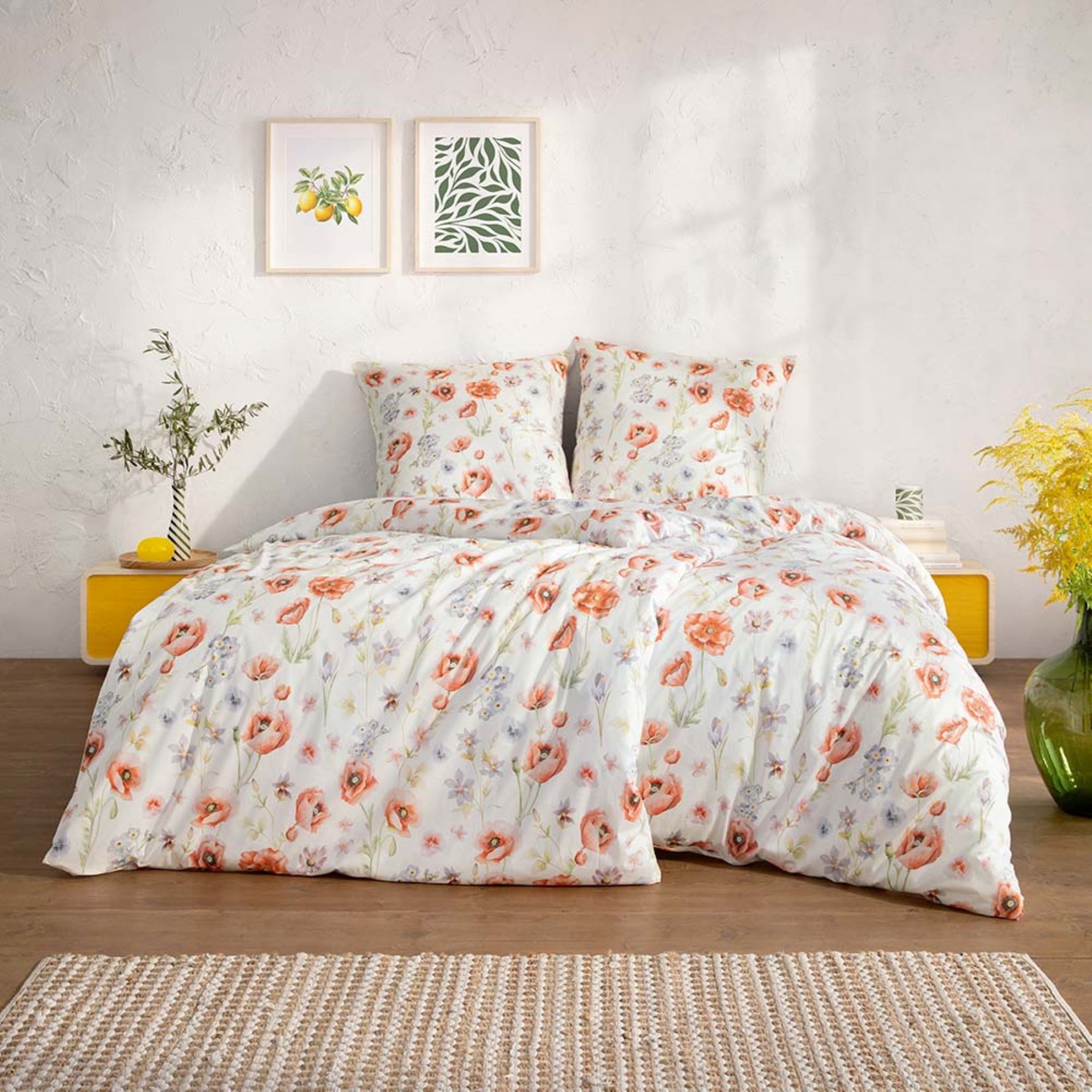 Estella Bettwäsche Estella Mako Jersey Bettwäsche 135x200 Elysia mohn Mohnblumen Blumenwi, Mako-Jersey, 2 teilig, für Sommer und Winter