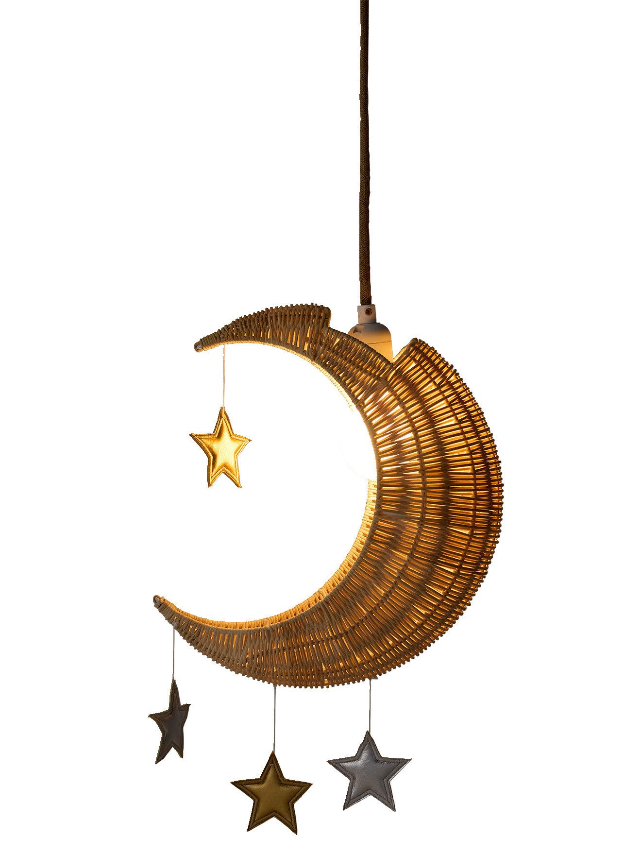 vertbaudet Lampenschirm Kinderzimmer Lampenschirm MOND aus Rattan günstig online kaufen