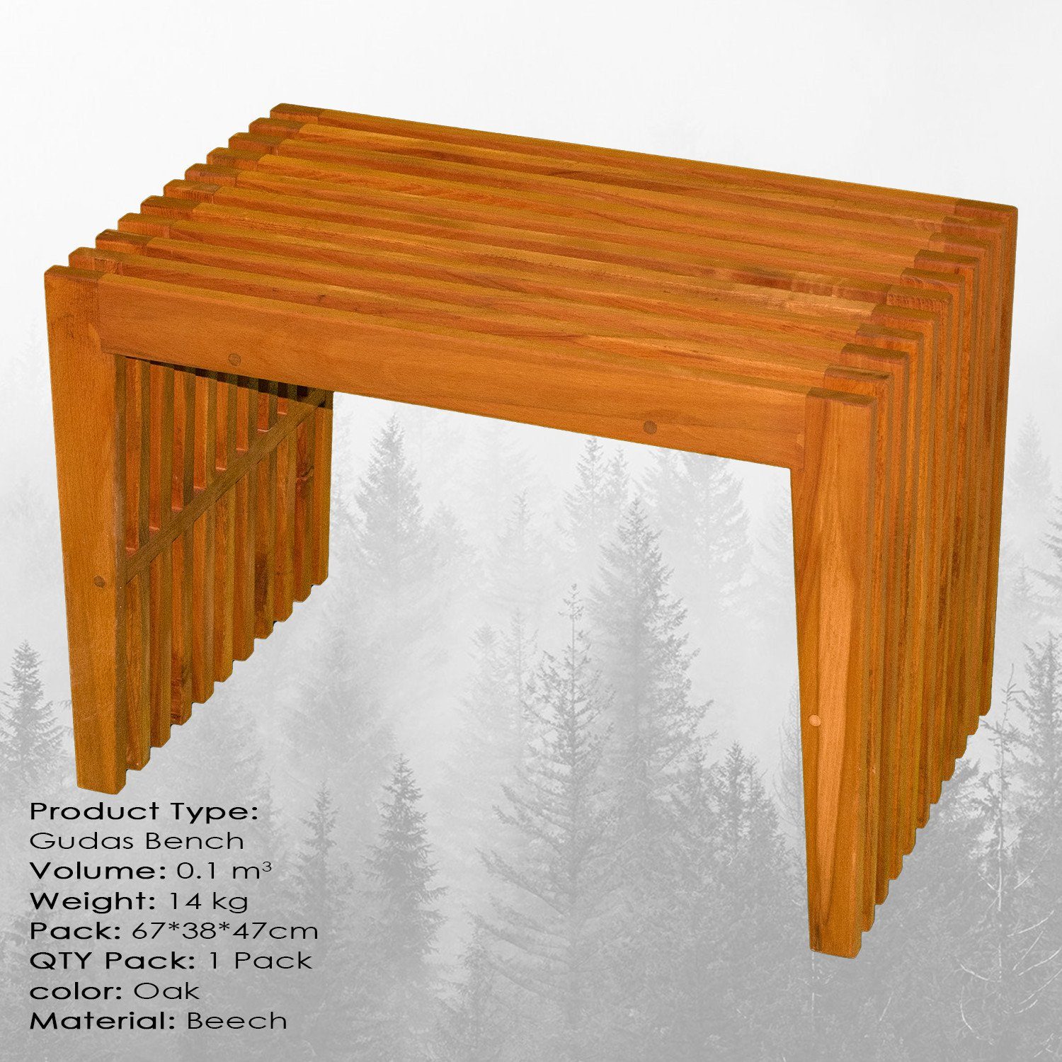Skye Decor Sitzbank Gudas SmallMSV, eichenfarbig, Sitzbänke, 45x65x36 cm, 100% Buchenholz