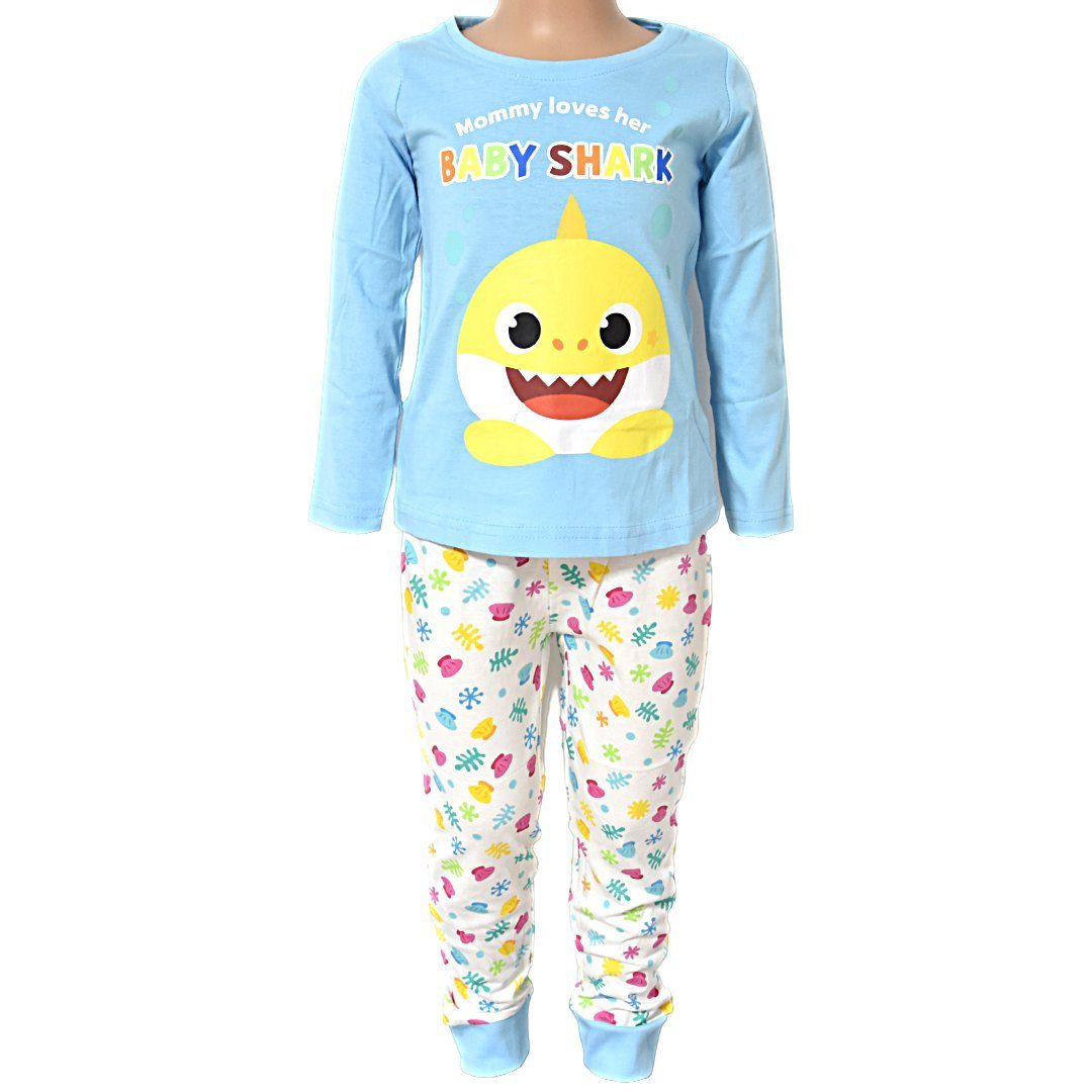 Baby Shark Schlafanzug (2 tlg) Mädchen Pyjama langarm Gr. 92-116 cm aus  Baumwolle