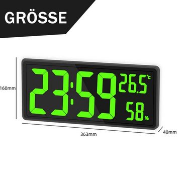 GelldG Wecker Wanduhr Digitale Groß, Wanduhr mit Uhrzeit/Datum/Temperatur